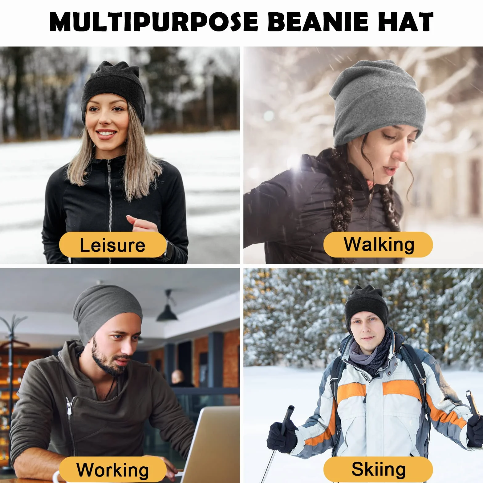 flintronic Czapka typu beanie, luźna czapka z bawełny, lekka i miękka czapka zimowa, elastyczna, dla mężczyzn i kobiet