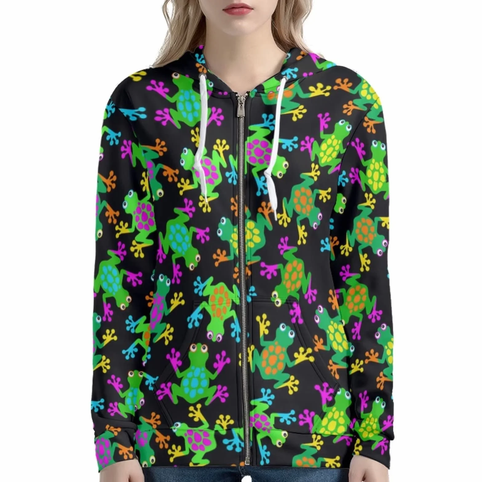 WELLFLYHOM Y2K damska bluza z kapturem zapinana na zamek vintage kardigan bluza z kapturem