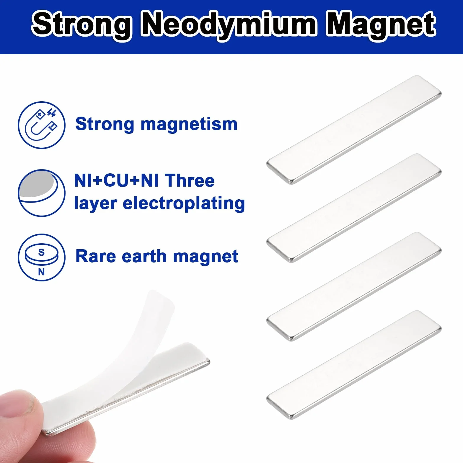 QUARKZMAN 6 sztuk prostokątnych magnesów biurowych bardzo mocne magnesy na tablice magnetyczne dekoracyjne magnesy do domu na lodówkę meble kuchenne rzemiosło mocne mocowanie (50 x 10 x 2 mm)