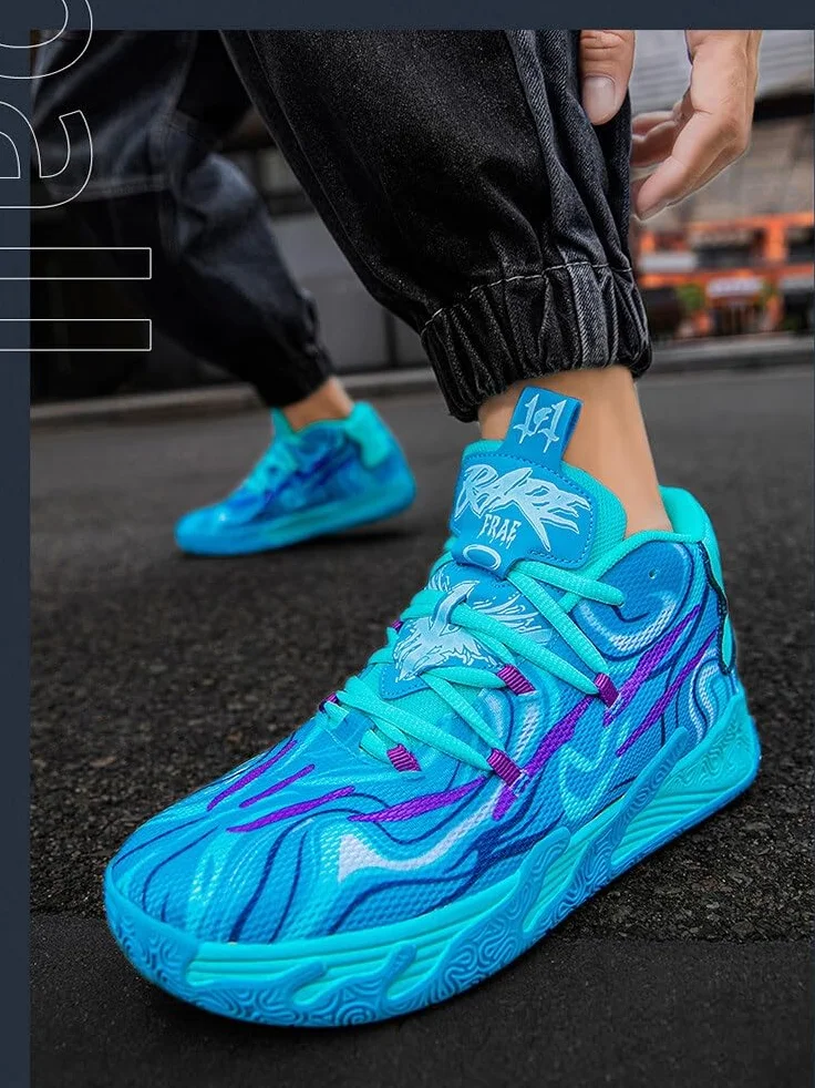 Bolognifi Uniseksowe buty do koszykówki z wysoką cholewką, antypoślizgowa gumowa podeszwa, idealne do treningów i gier na świeżym powietrzu(Blue,39 EU)