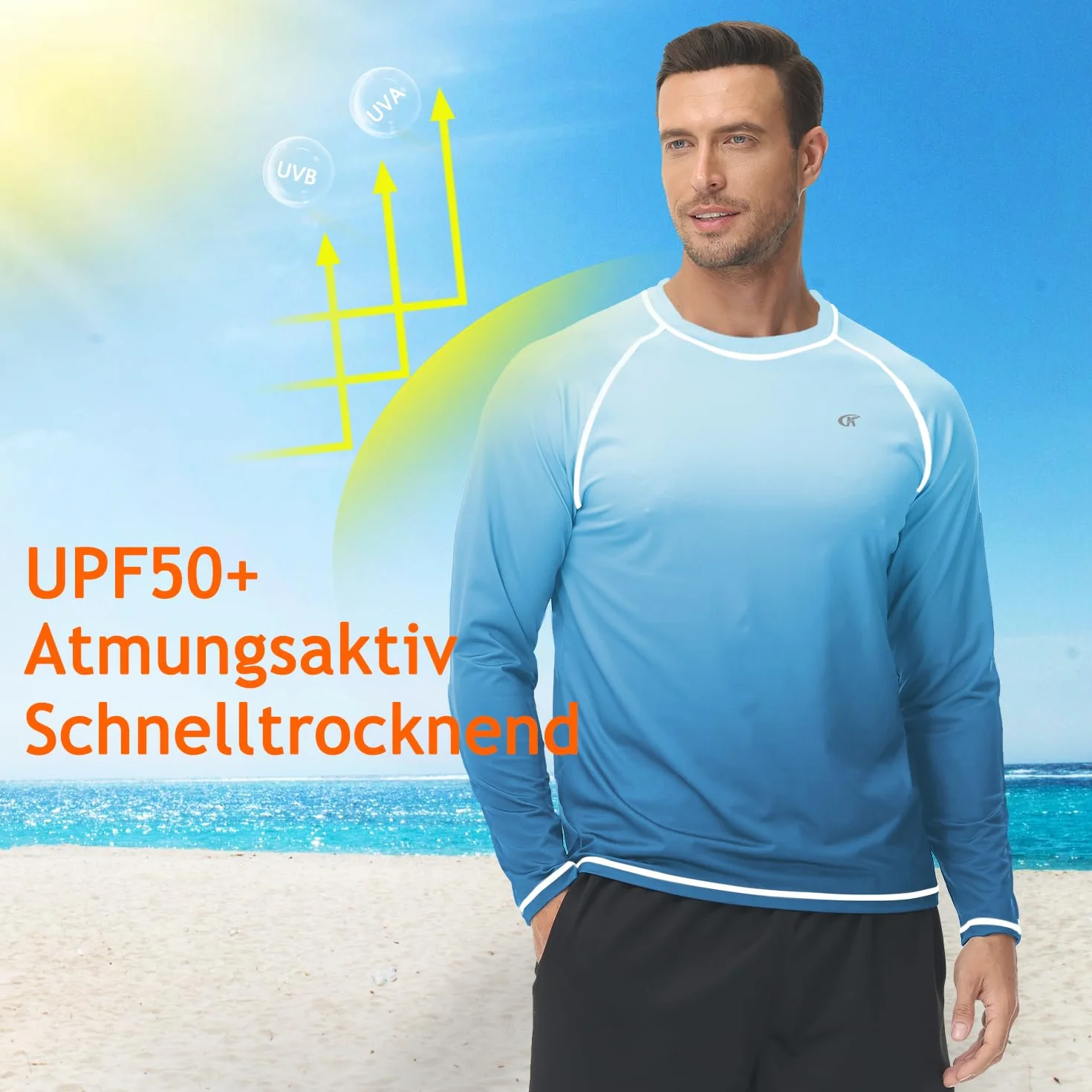 Huayuzh Męska Koszulka Rashguard z Długim Rękawem, Szybkoschnąca, Oddychająca, Do Pływania, Surfowania, Wędkarstwa i Wędrówek