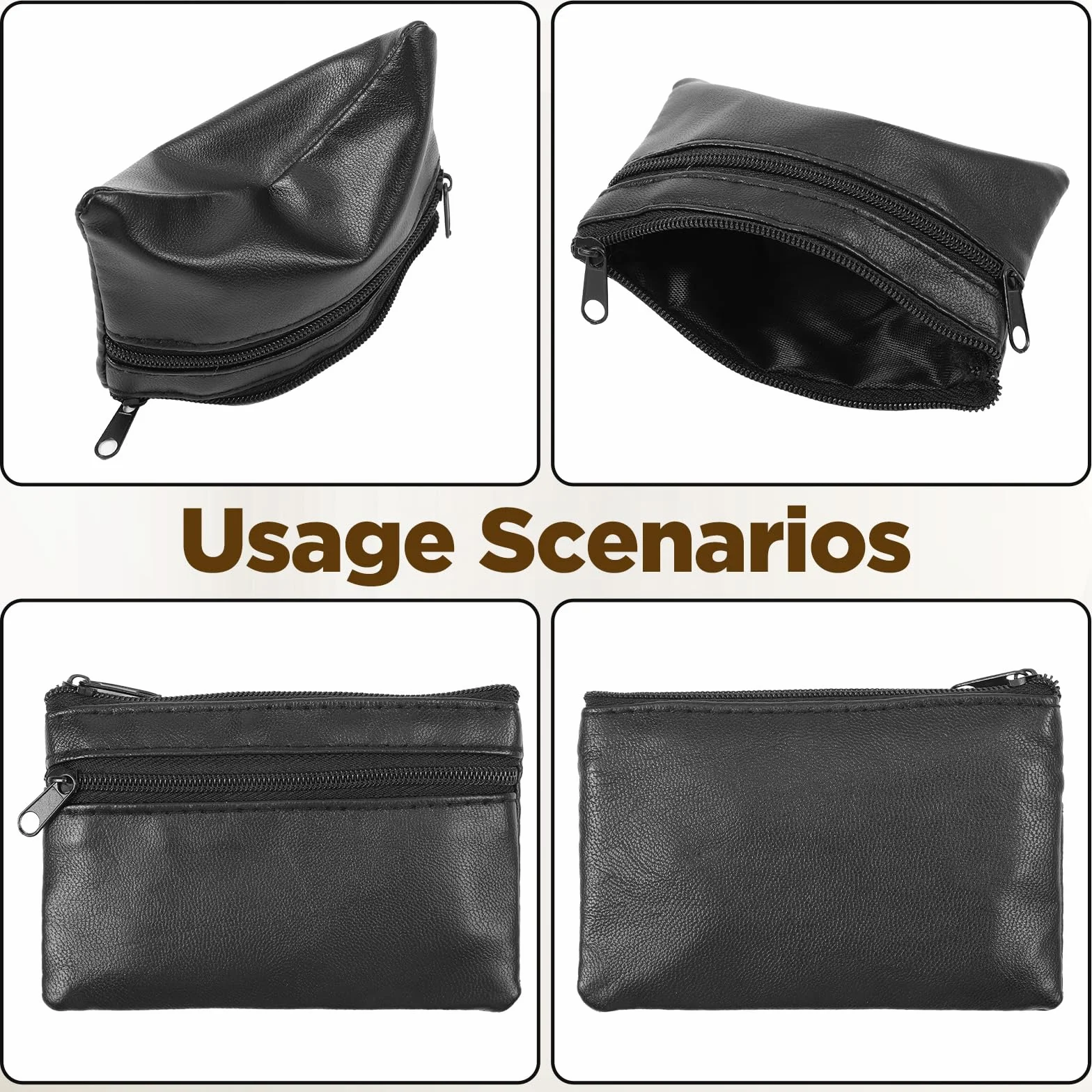 2-pak etui na klucze z PU skóry z zamkiem, mini portfel, czarne etui na klucze, mała kieszonka na monety dla kobiet i mężczyzn, idealne na podróże i do codziennego użytku