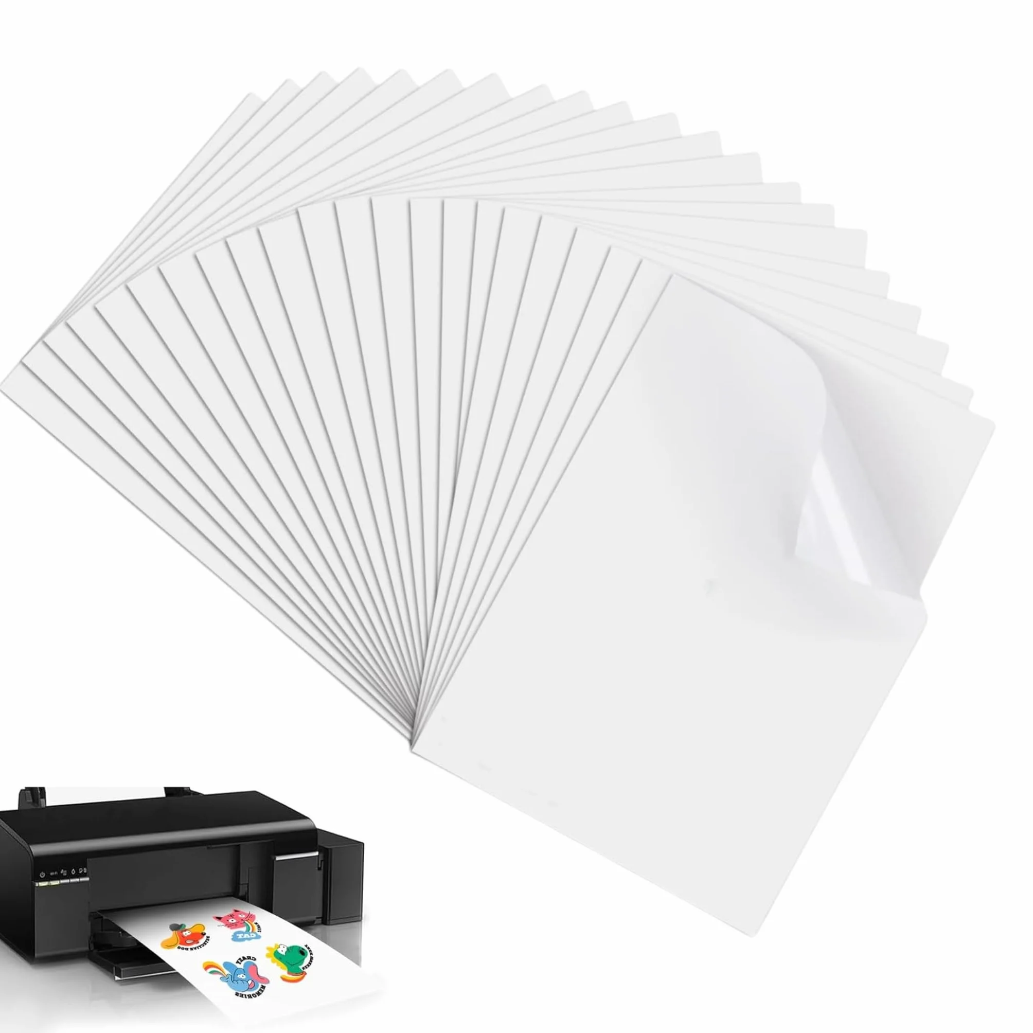 20 arkuszy papieru do naklejania do drukowania, A4, przezroczyste, wodoodporne naklejki winylowe, samoprzylepne folie winylowe, papier do drukarek atramentowych