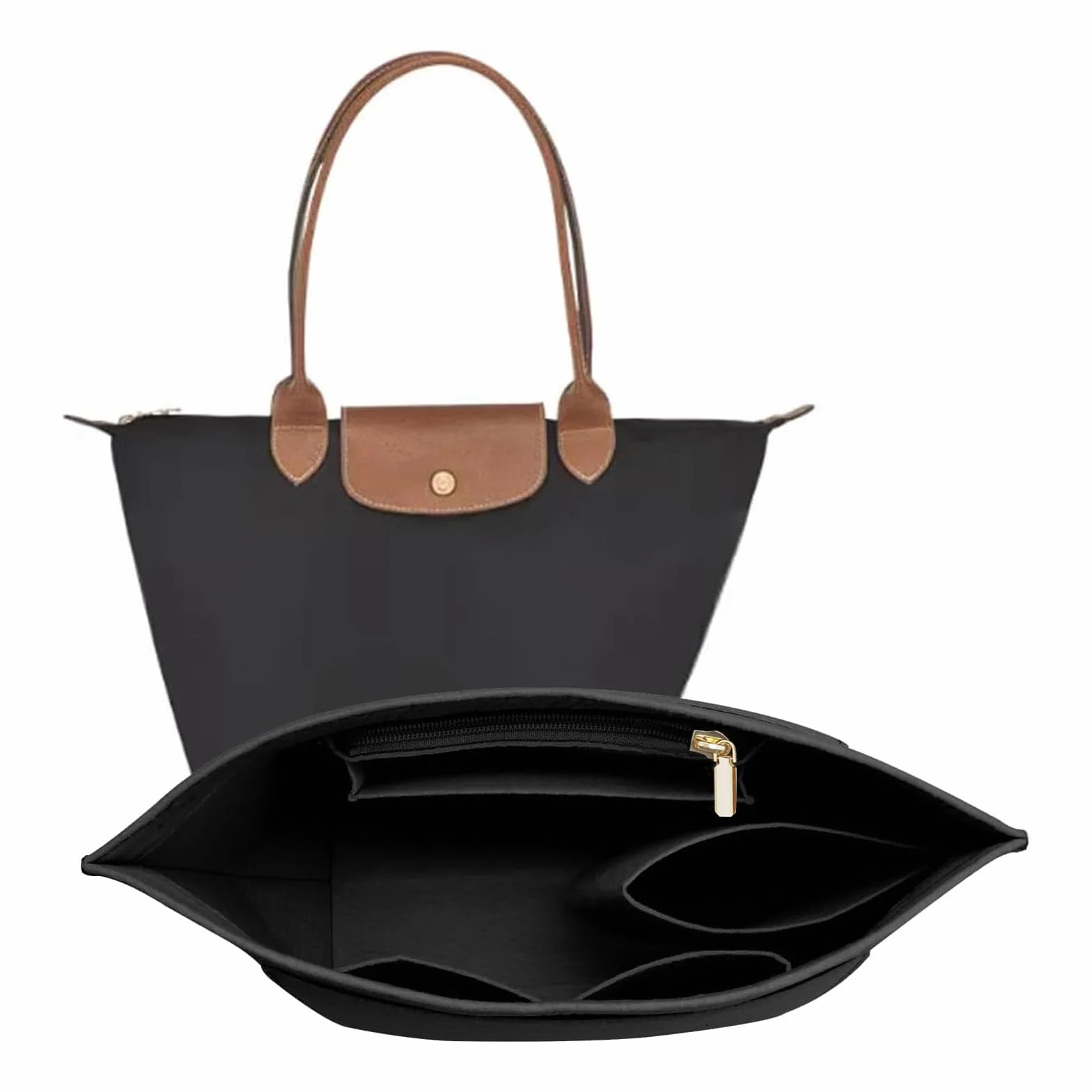 LOUKAYCCI Filcowy organizer do torby Longchamp Le Pliage L, czarny