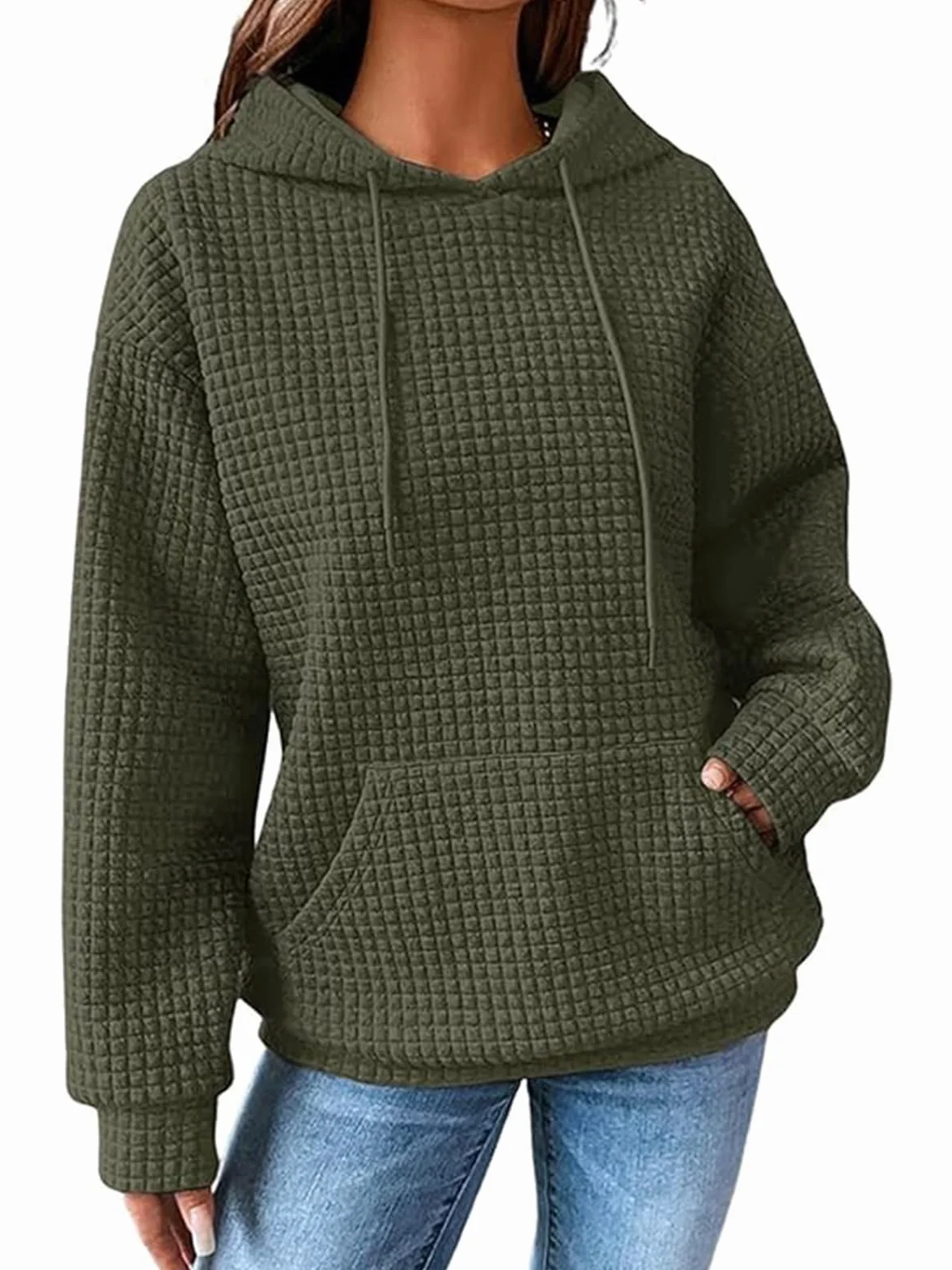 Decorie Damska zimowa bluza z kapturem z długim rękawem sweter damski na co dzień bluza z kapturem elegancka bluza