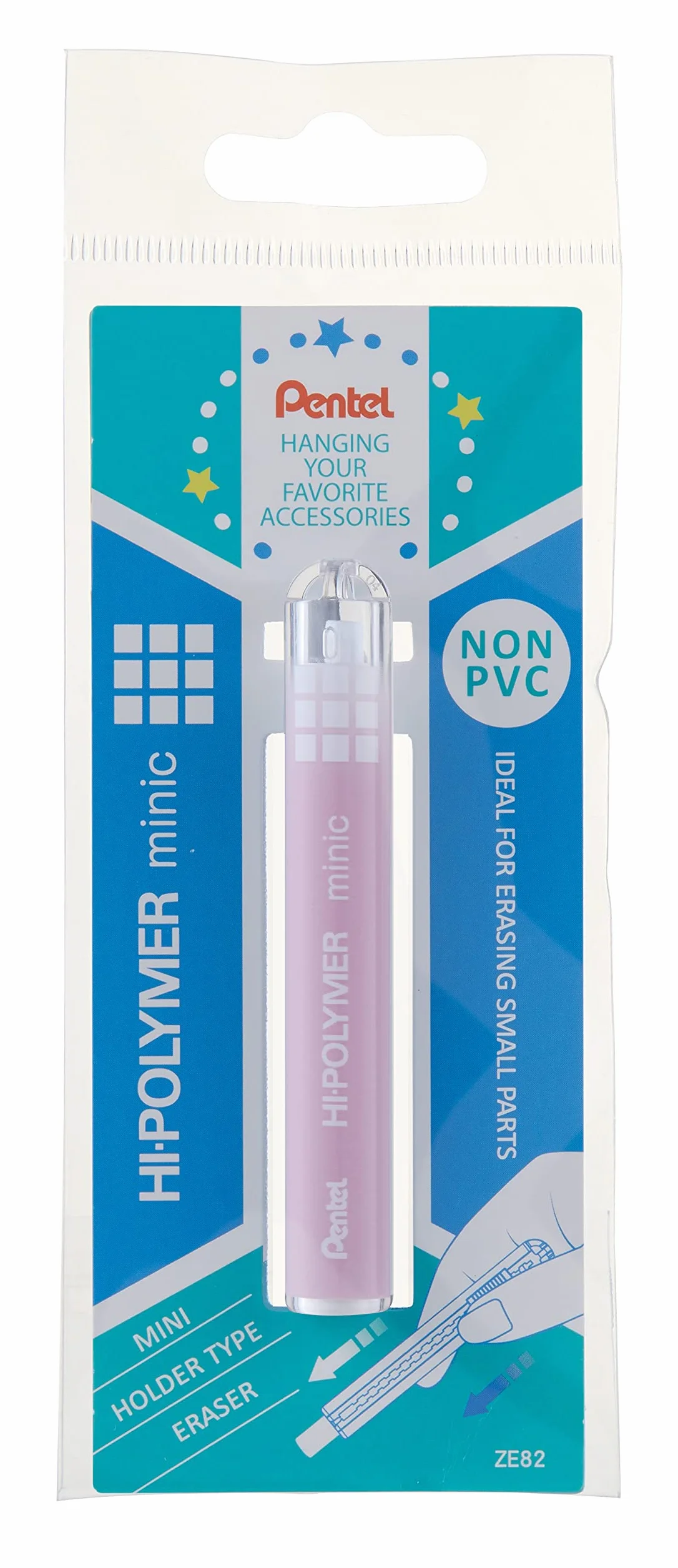 Pentel Minic ZE82 Pióro gumowe, worek 1, różowe ciało