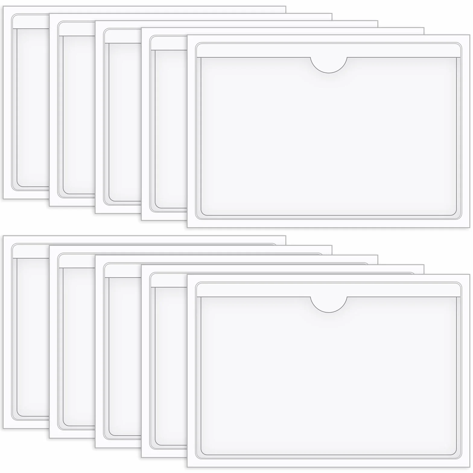 Vicloon Samoprzylepna kieszeń, 10 sztuk uchwytów na etykiety samoprzylepne, 100 x 150 mm, przezroczysty, samoprzylepny uchwyt na cenę, klasyfikacja biurowa do domu szkoły