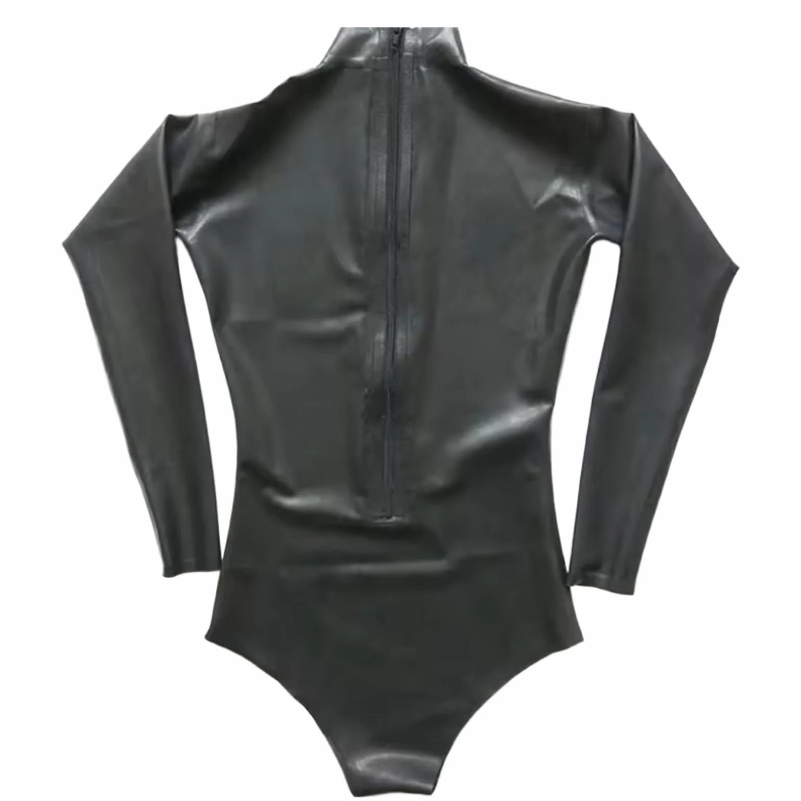 100% naturalny lateks kombinezon z tyłu zamek błyskawiczny długi rękaw obcisłe gumowe body strój kąpielowy cosplay