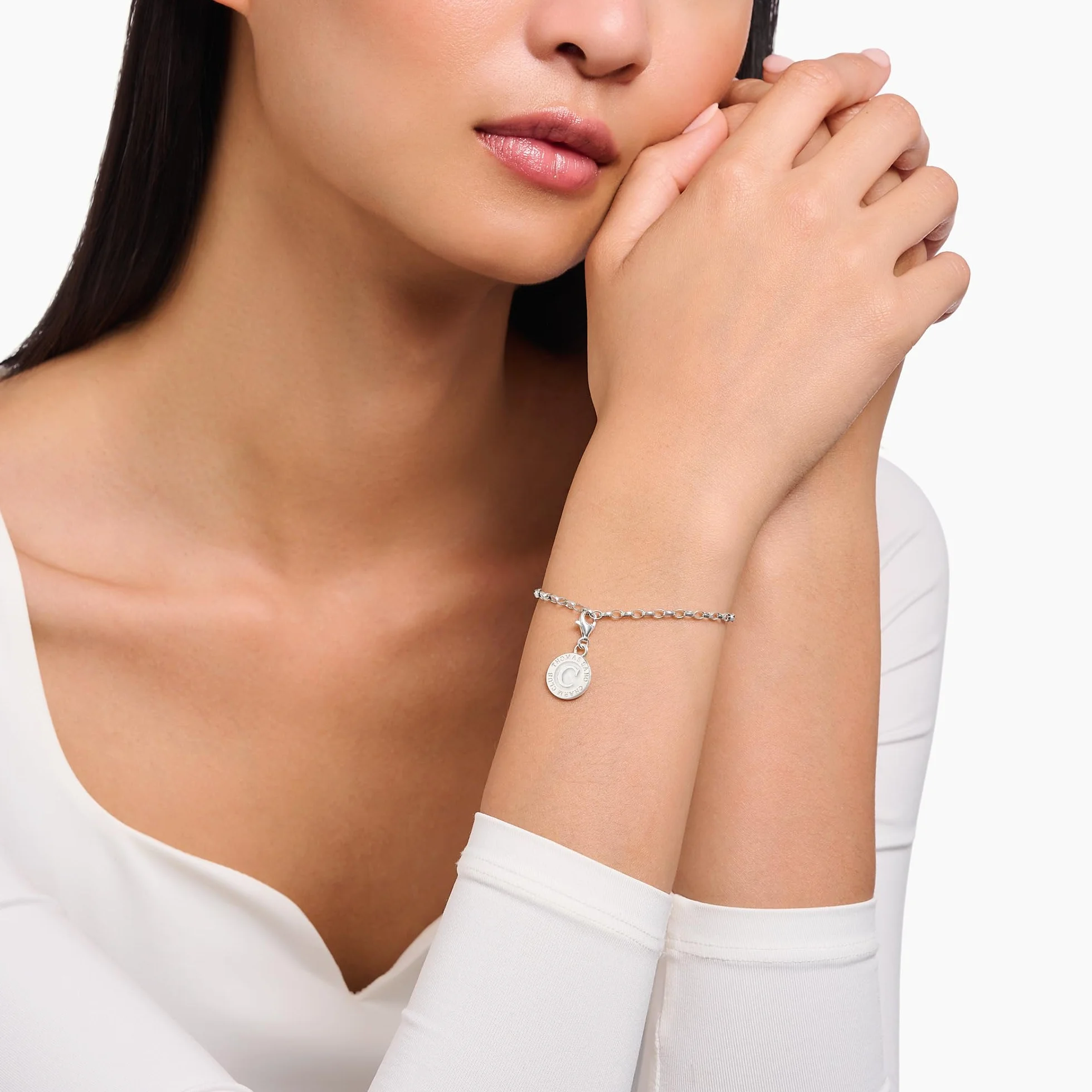 Thomas Sabo Zawieszka z białą monetą, srebro wysokiej próby 925, 1998-007-14, jeden rozmiar, srebro wysokiej próby, bez kamieni szlachetnych