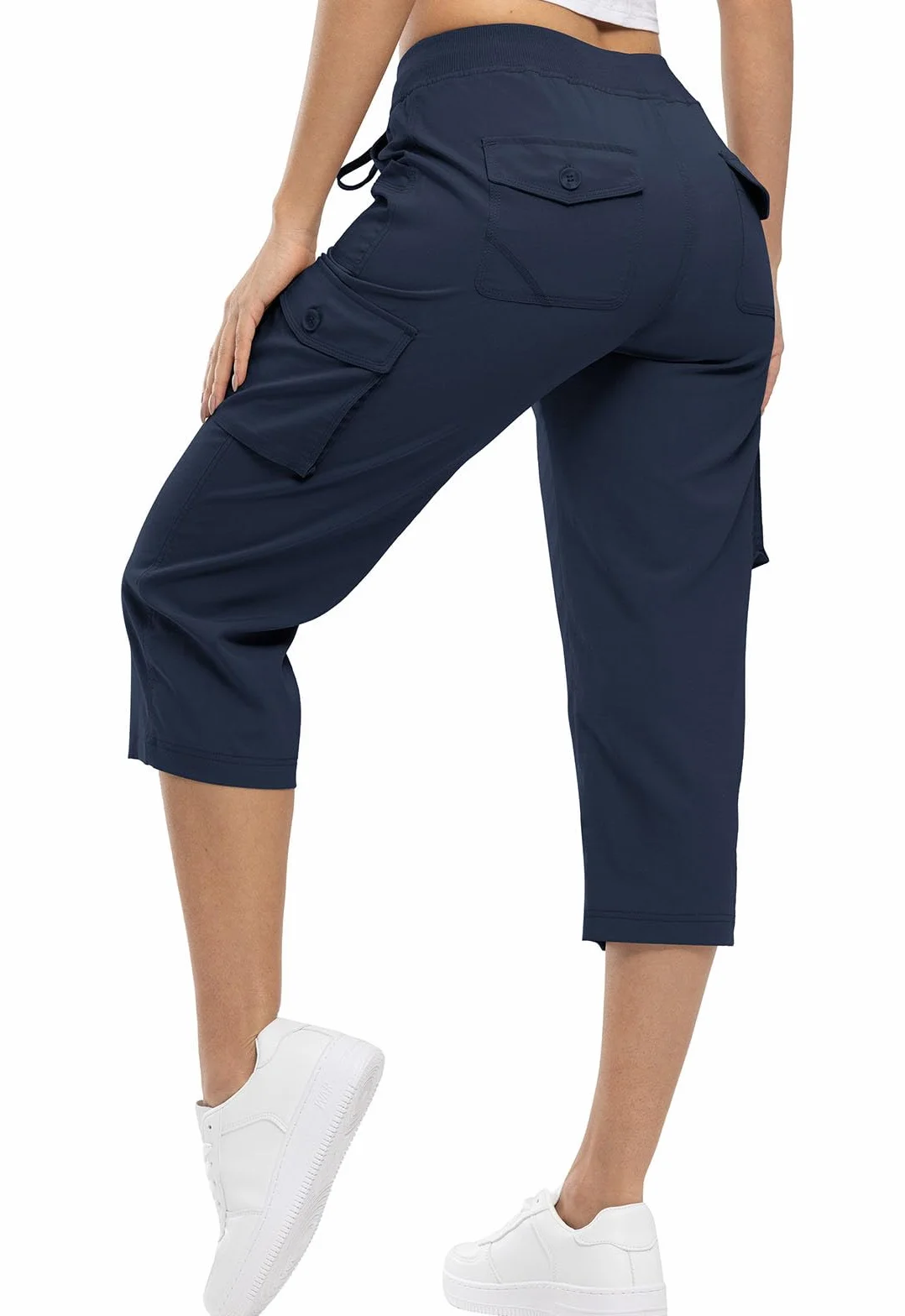 YSENTO Damskie spodnie trekkingowe, spodnie outdoorowe, spodnie letnie Capri Cargo, lekkie spodnie trekkingowe, spodnie funkcyjne