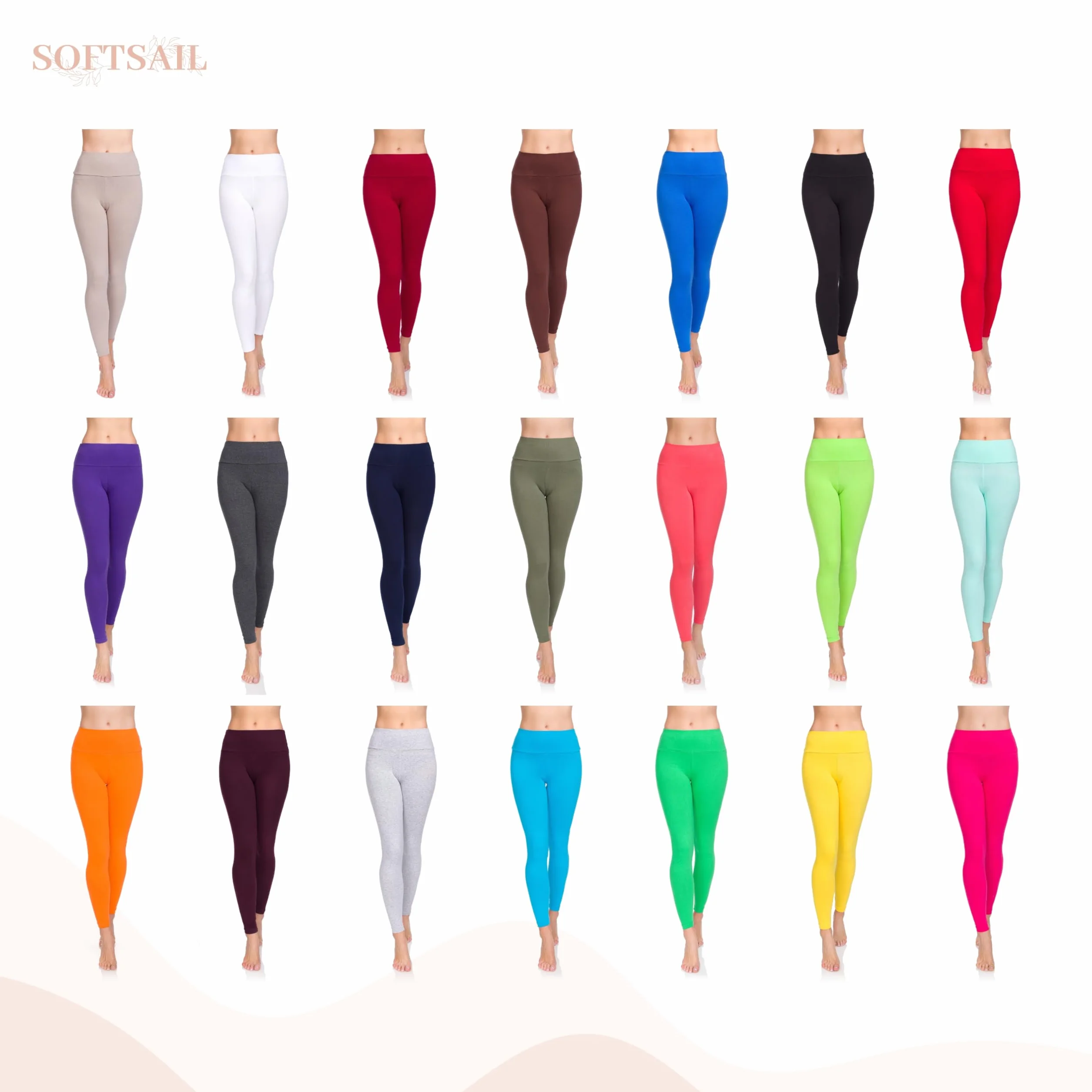 SOFTSAIL Damskie bawełniane legginsy z wysokim stanem, wysoka talia, kontrola brzucha, do uprawiania sportu, na siłownię, do jogi, na fitness, elastyczne spodnie LWP