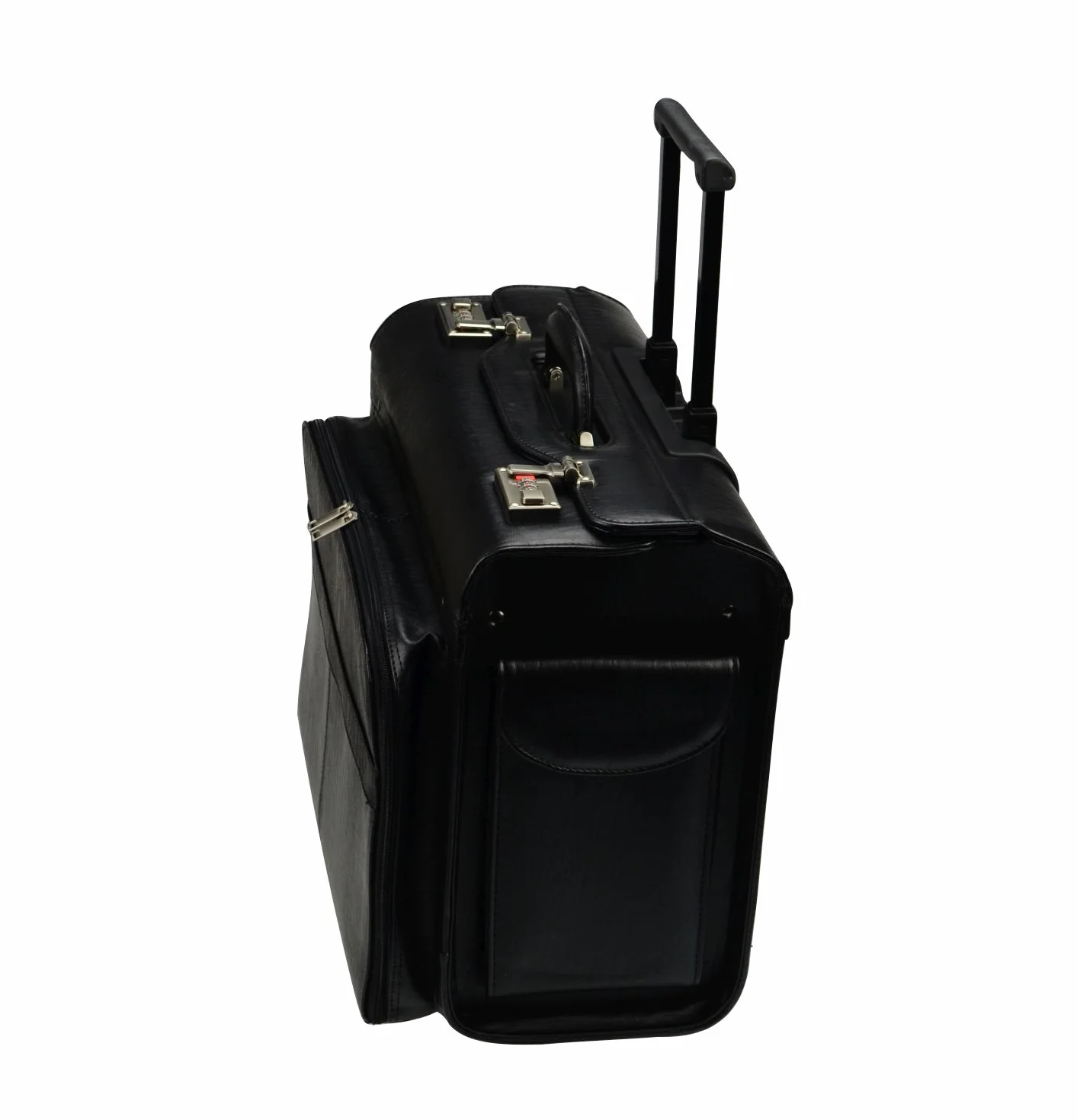 Alassio - 45030 SAN REMO - walizka na kółkach, sztuczna skóra, czarna, Czarny, 45 cm (L) x 25.99 cm (W) x 40 cm (H), Etui pilota