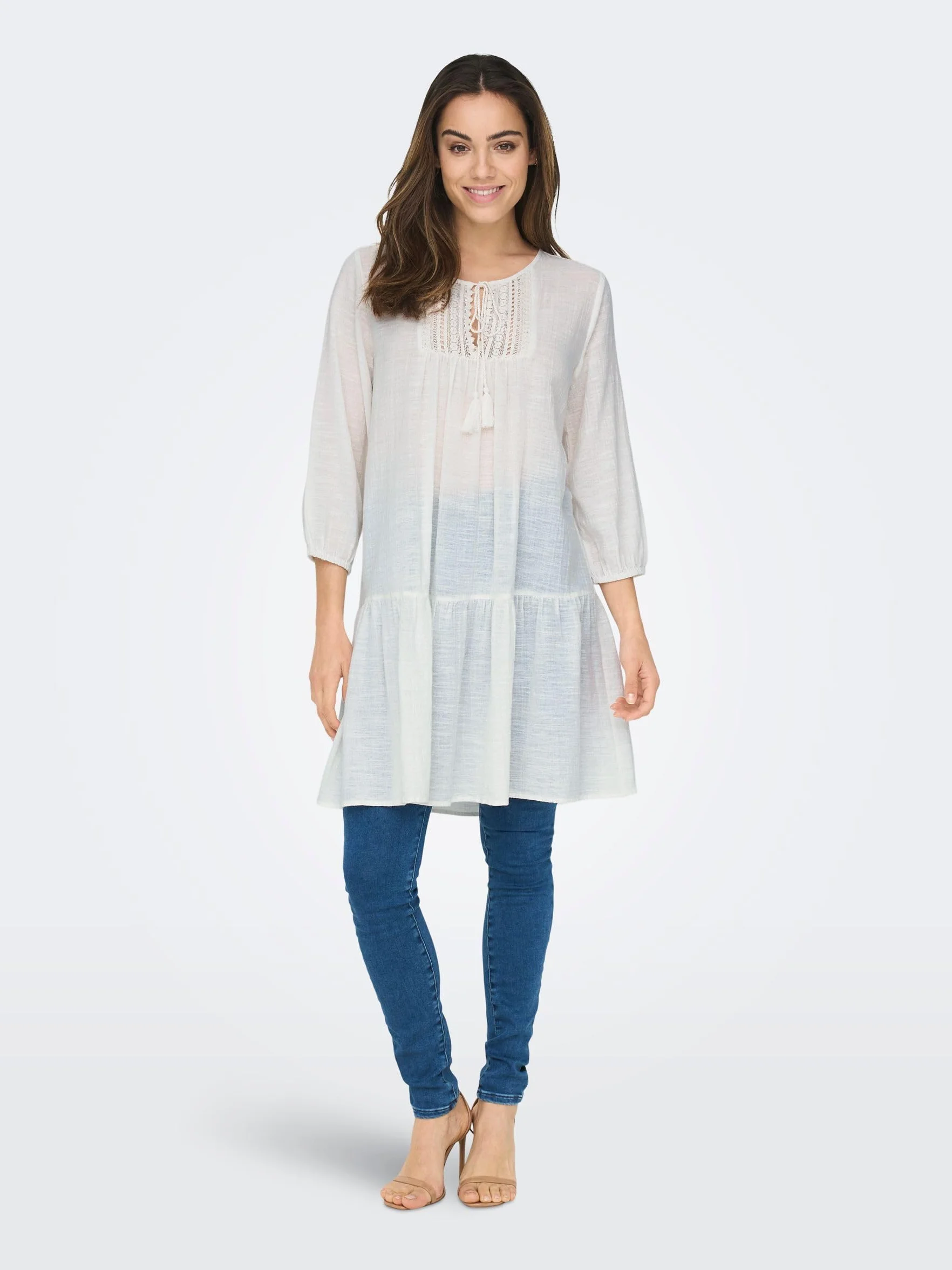 ONLY sukienka tunika Kobiety Onlvinnie Life 3/4 Lace Tunic Wvn Noos