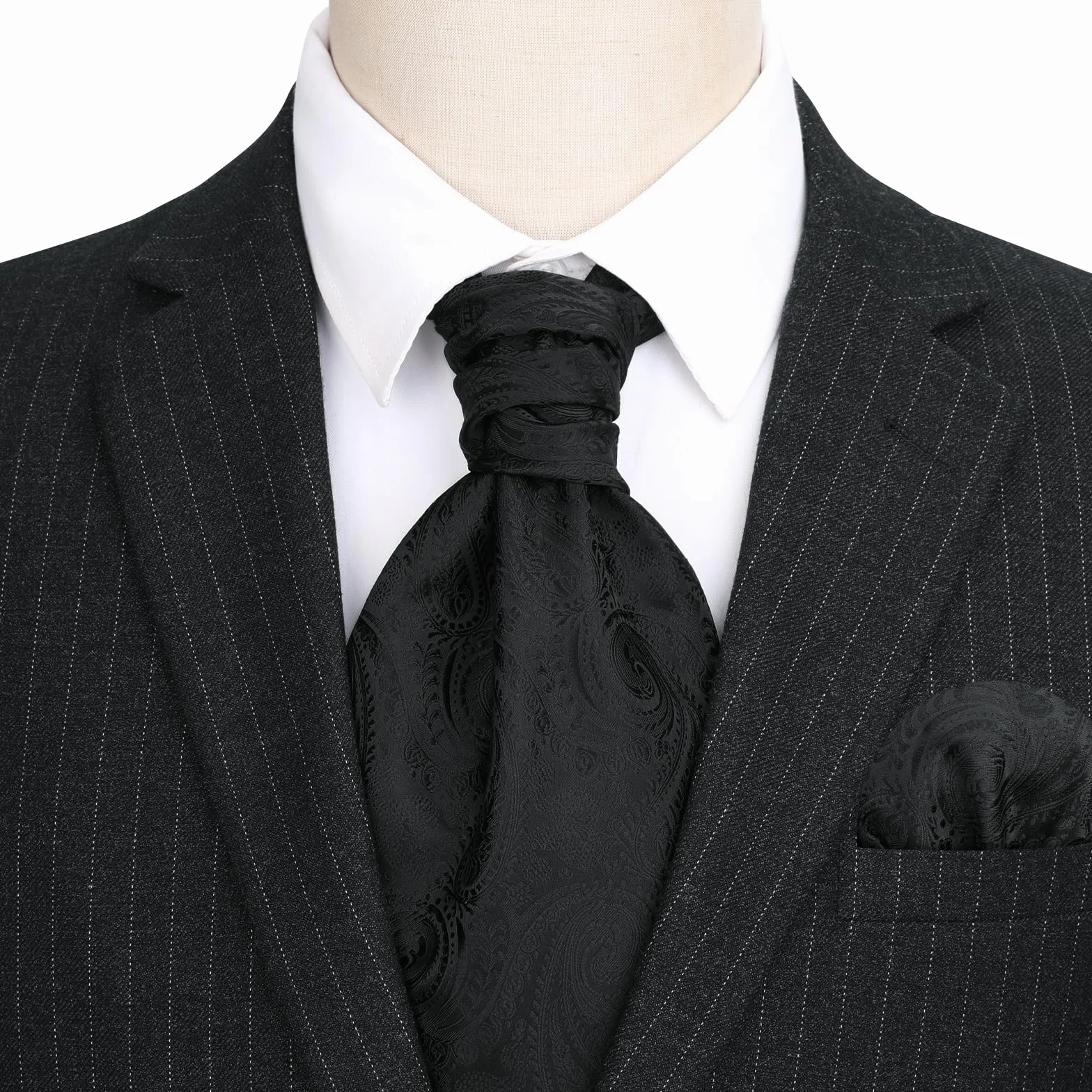 HISDERN Cravat dla mężczyzn paisley kwiatowe krawaty chusteczka żakardowe wesele Ascot krawat i kieszeń kwadratowy zestaw
