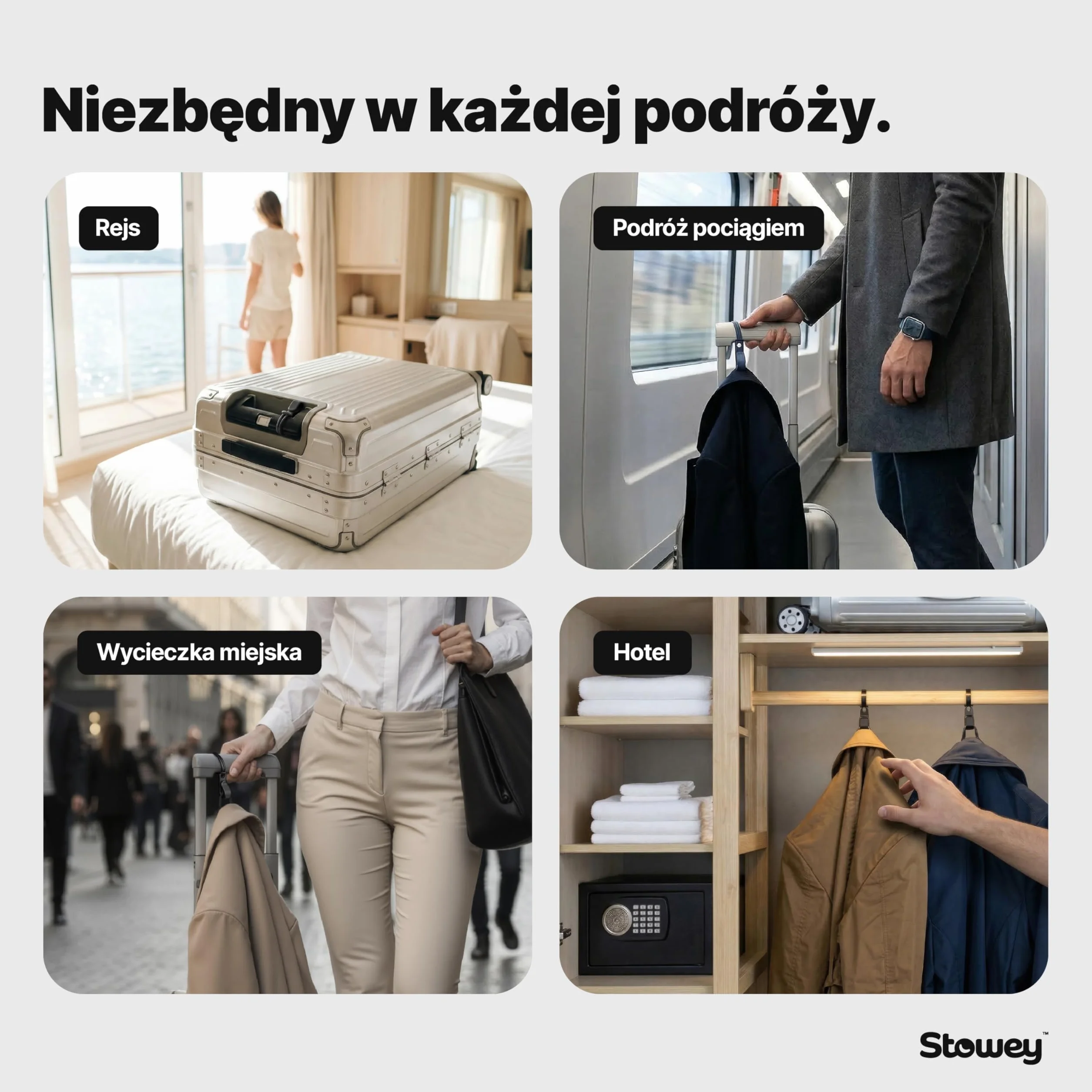 Luggage Hook Haczyki do walizki na kurtkę i torbę (2 szt.) – przydatne haczyki podróżne utrzymują akcesoria podróżne do 10 kg, fajny prezent dla osób podróżujących i stewardessy, 2 sztuki w opakowaniu