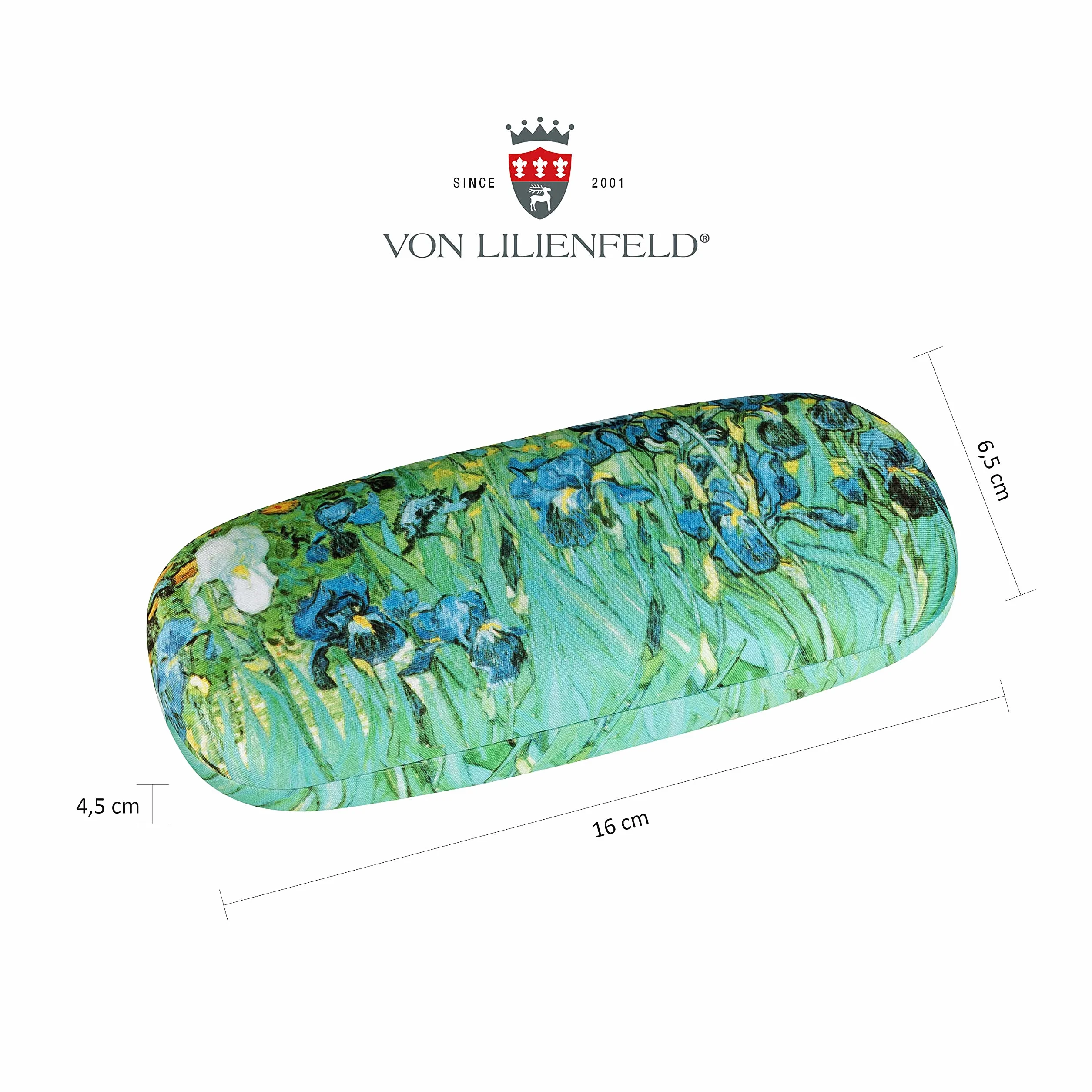 VON LILIENFELD etui na okulary Vincent van Gogh Iris kwiatowe okulary ściereczka z mikrofibry do czyszczenia okularów pudełko na okulary solidne twarde etui pokryte tkaniną