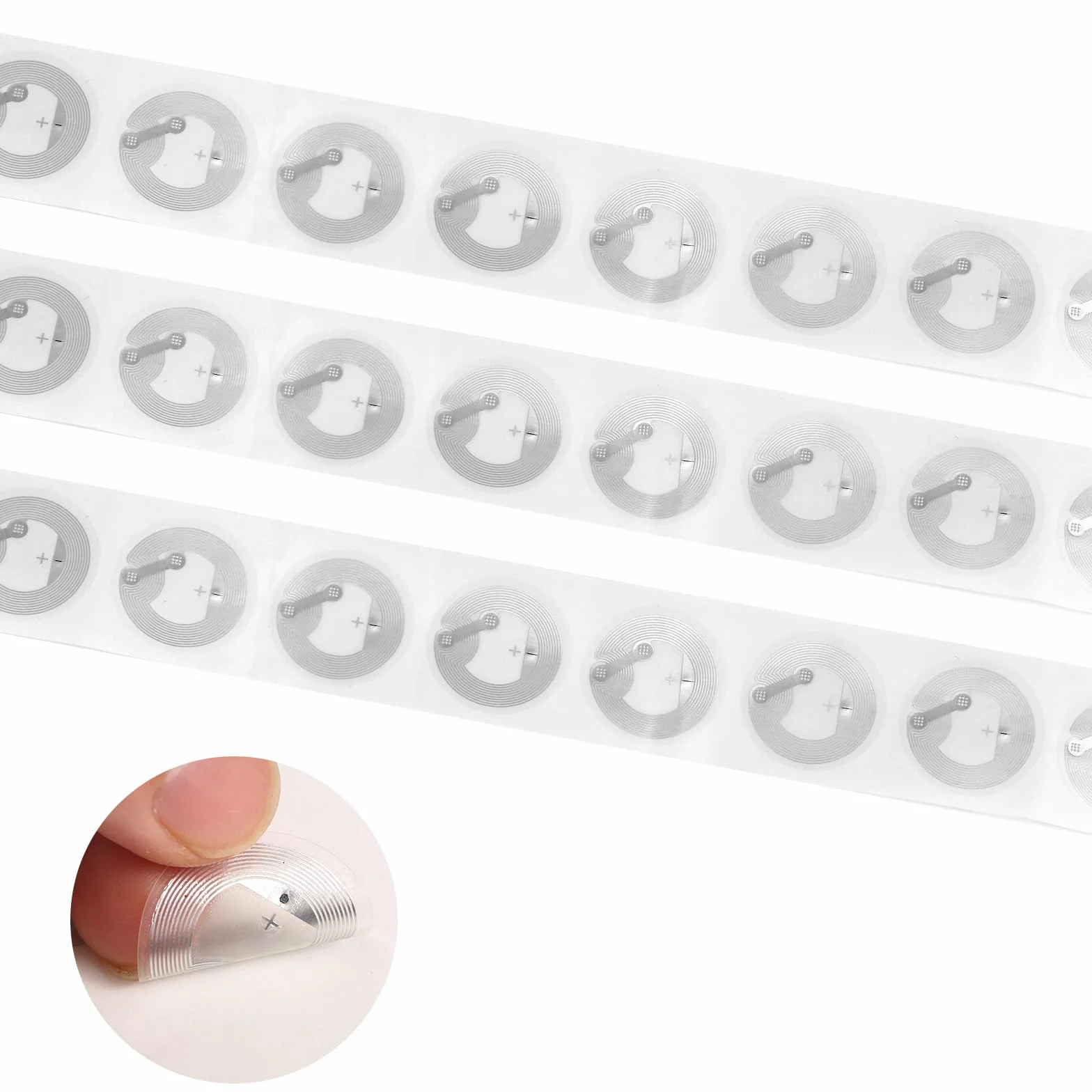 30szt Naklejek NFC, 25mm Przezroczyste Etykiety PET z Chipem 215 504-Bajtowe Etykiety Samoprzylepne Wielokrotnego Zapisu Kompatybilne ze Wszystkimi Smartfonami i Urządzeniami z Obsługą NFC