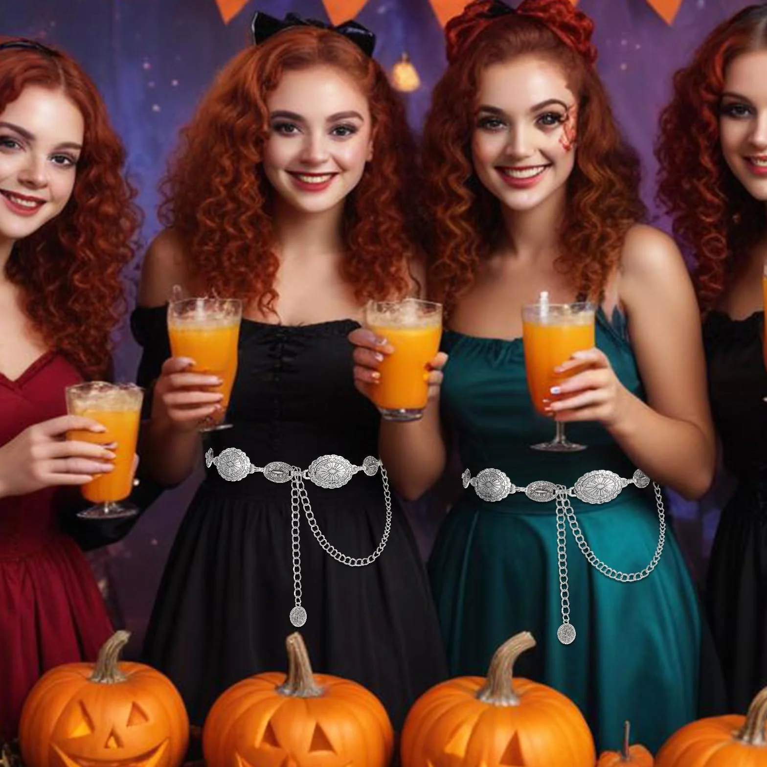 Sibba Halloween łańcuszek na talię paski wiejskie stroje koncertowe dla kobiet westernowy strój kowbojka topy urocza biżuteria Y2k Jean kolokacja sukienki kowbojskie koszule ubrania boho akcesoria