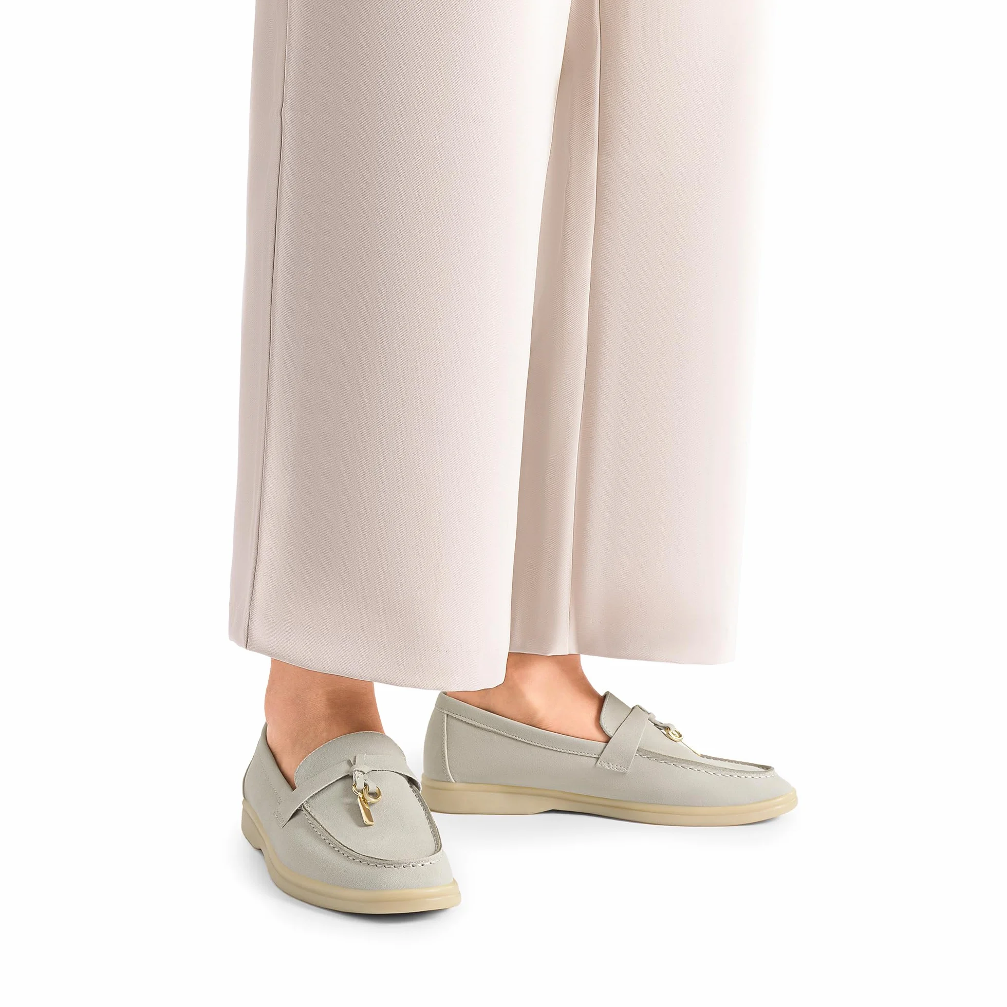 DREAM PAIRS Damskie wsuwane modne mokasyny do sukienki Wokr, jasnoszary, 41 EU