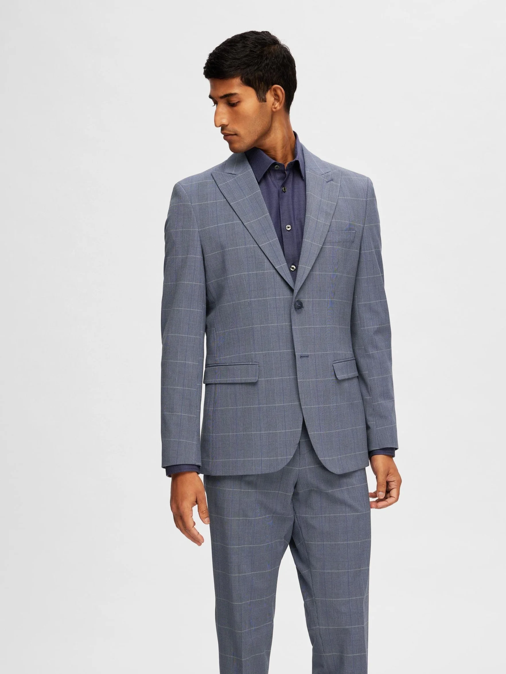 SELECTED HOMME Blezerek Mężczyźni Slhslim-liam Blue Check Blz Flex