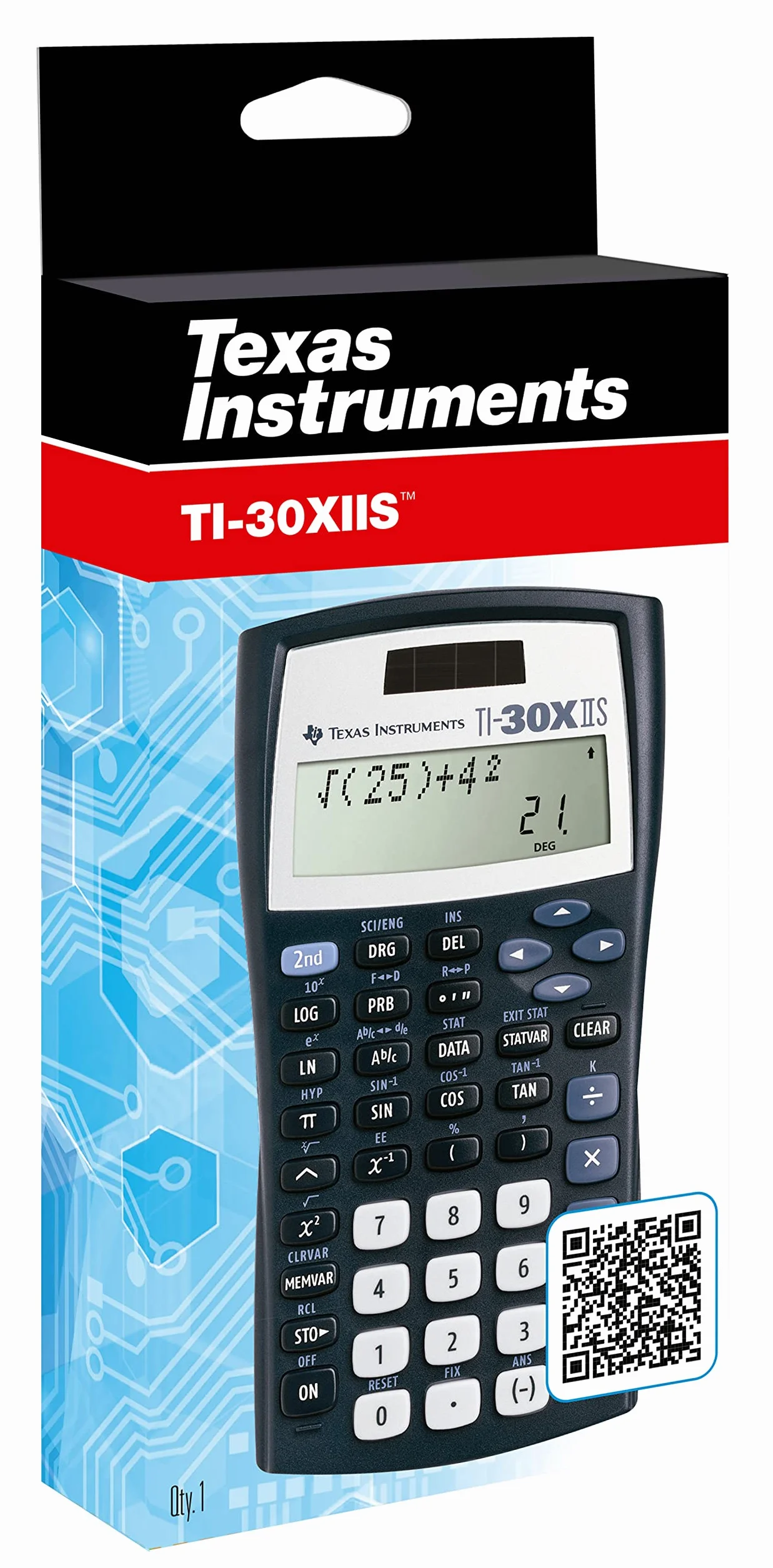Texas Instruments TI-30 XIIS Kalkulator Naukowy, Granatowy, 15,5 x 8,5 x 1,9 cm