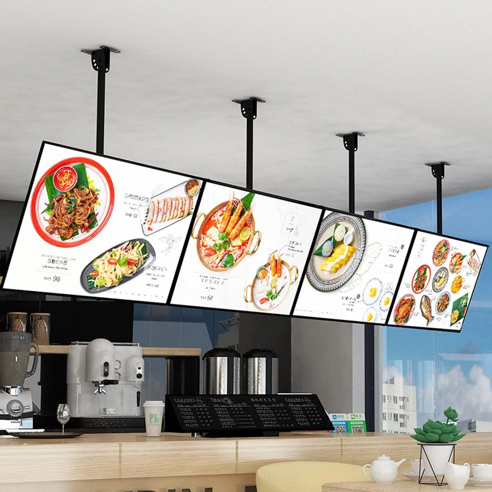 Kanduo tablica menu restauracja led 60x40cm (24x16 cali) Ultracienka kaseta LED z ramką zatrzaskową, podświetlany wyświetlacz plakatowy, podświetlane diodami LED tablice menu Ramki reklamowe(4PCS 60x4