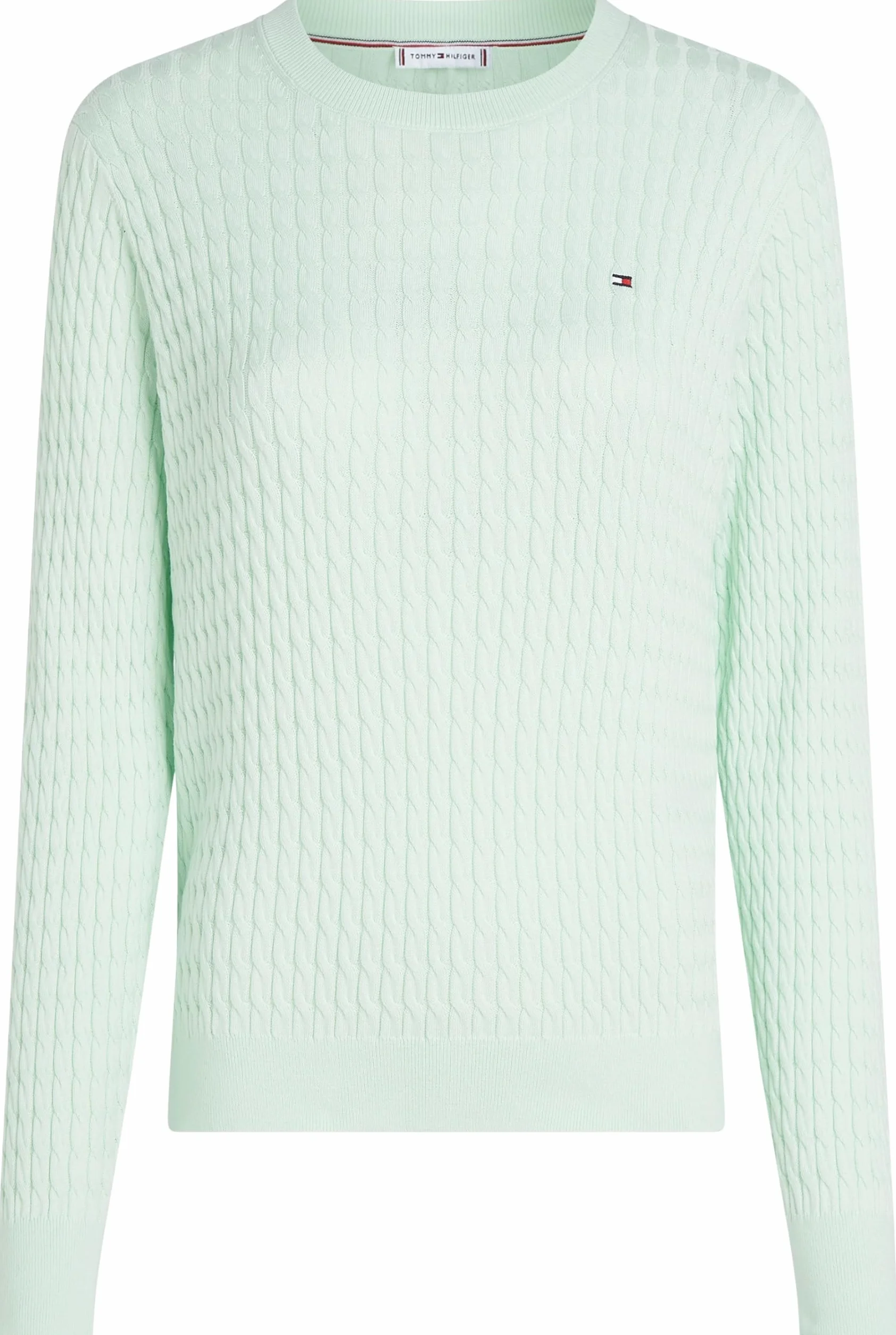 TOMMY HILFIGER Damski sweter CO Cable C-NK LS WW0WW44993, Zielony (opal zielony), XL