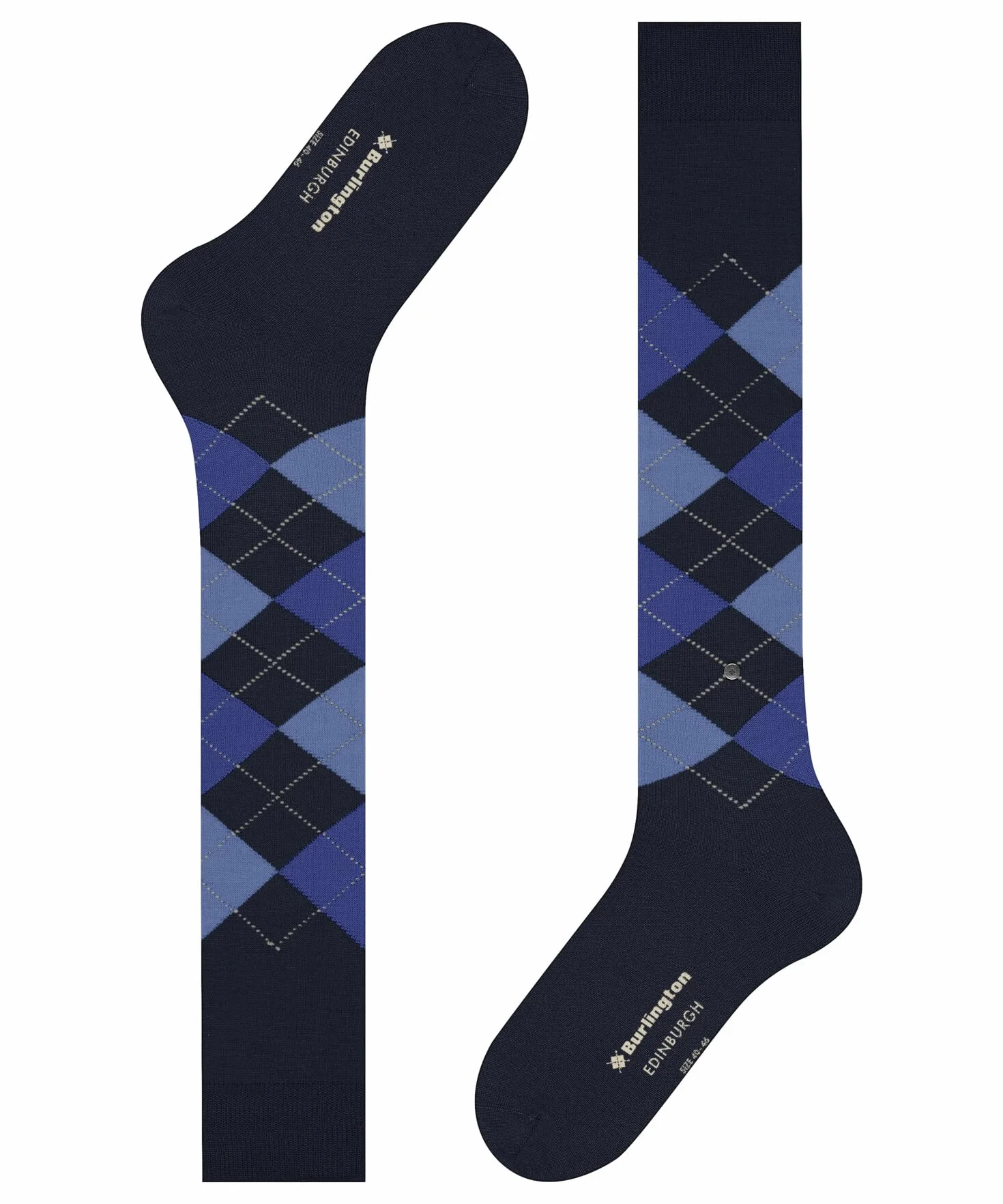 Burlington Mężczyźni Podkolanówki Edinburgh M Kh Wełna długie z wzorem 1 Para, Niebieski Marine 6120, 40-46