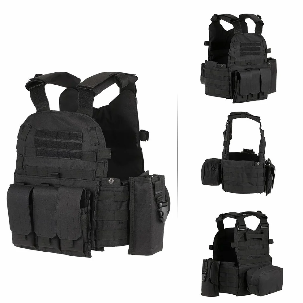 Lixada Outdoor Modular Molle Kamizelka Polowanie na Pierś Carrier Kamizelka z Kieszeni Nawodnienia, czarny, rozmiar uniwersalny