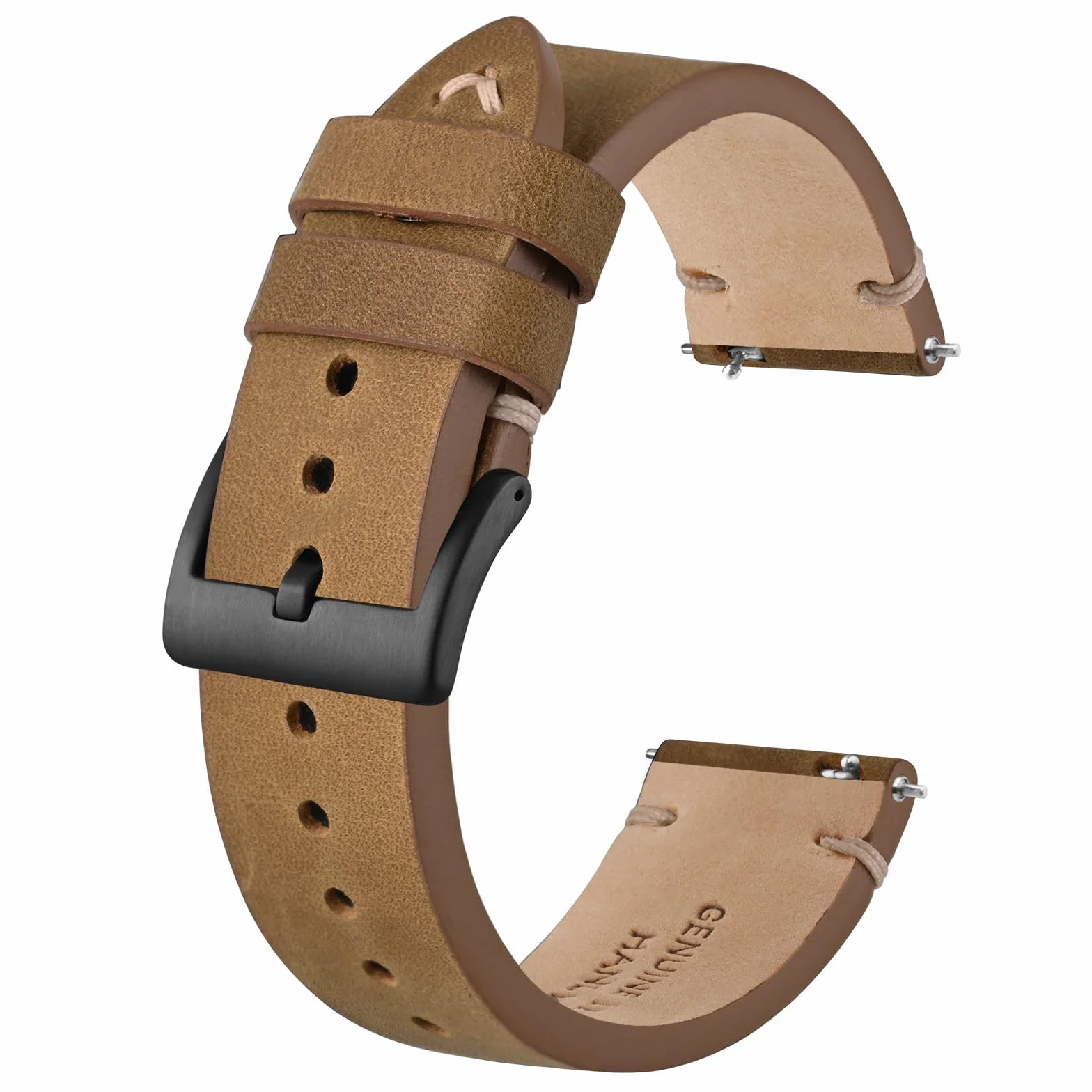 BISONSTRAP Skórzany zamienny pasek do zegarka męskiego, szybkozłączka z teleskopami, szerokość paska: 18 mm, 20 mm, 22 mm