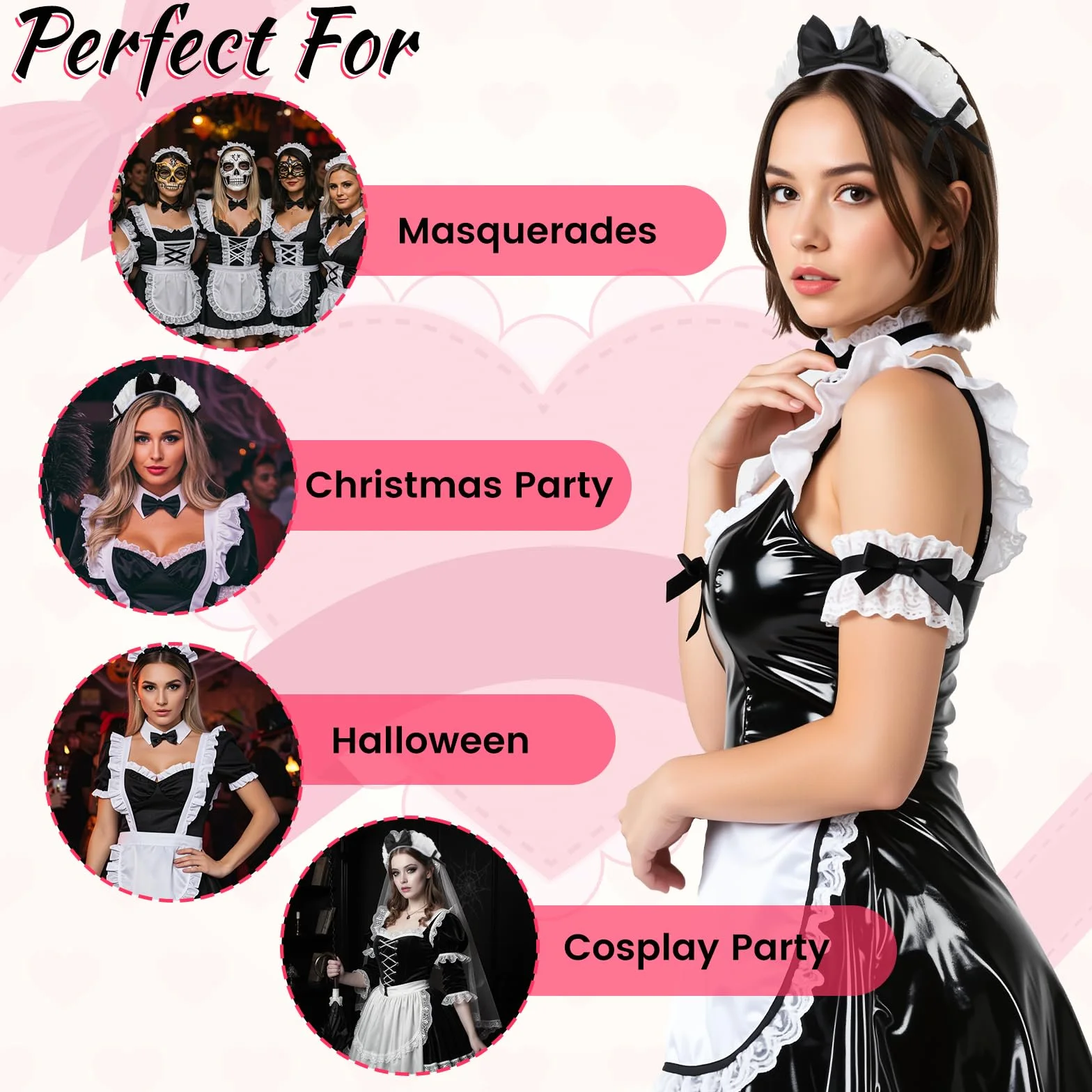 opaska na czoło, koronkowa, czarna, dla kobiet, pokojówek, anime, cosplay, nakrycie głowy z kokardką, modne opaski na czoło, ozdoba do włosów dla kobiet, dziewcząt, cosplay, na imprezę