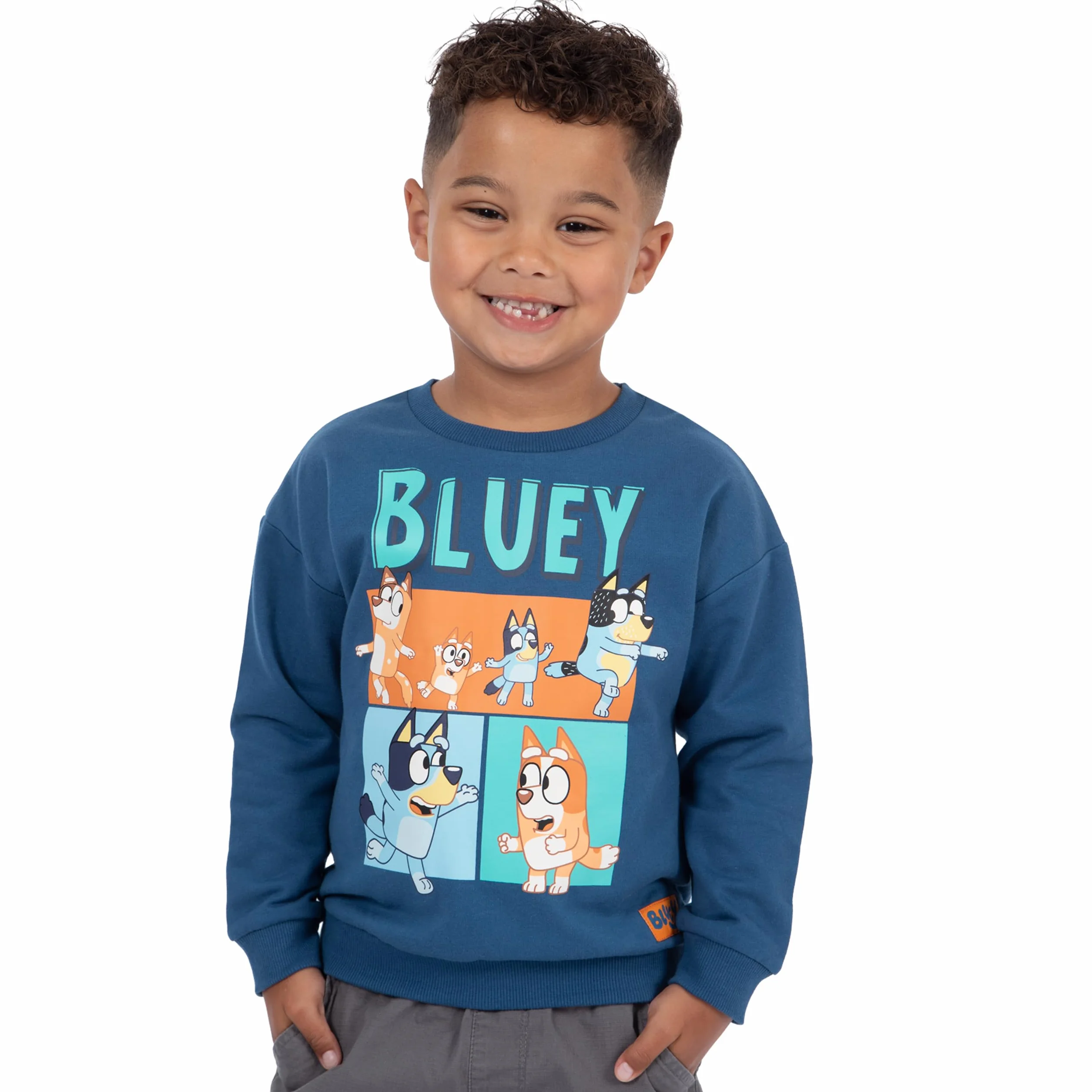 Bluey Sweter | Męska Bluza | Sweter Z Okrągłym Kołnierzem Rodzina Heeler Dla Chłopców