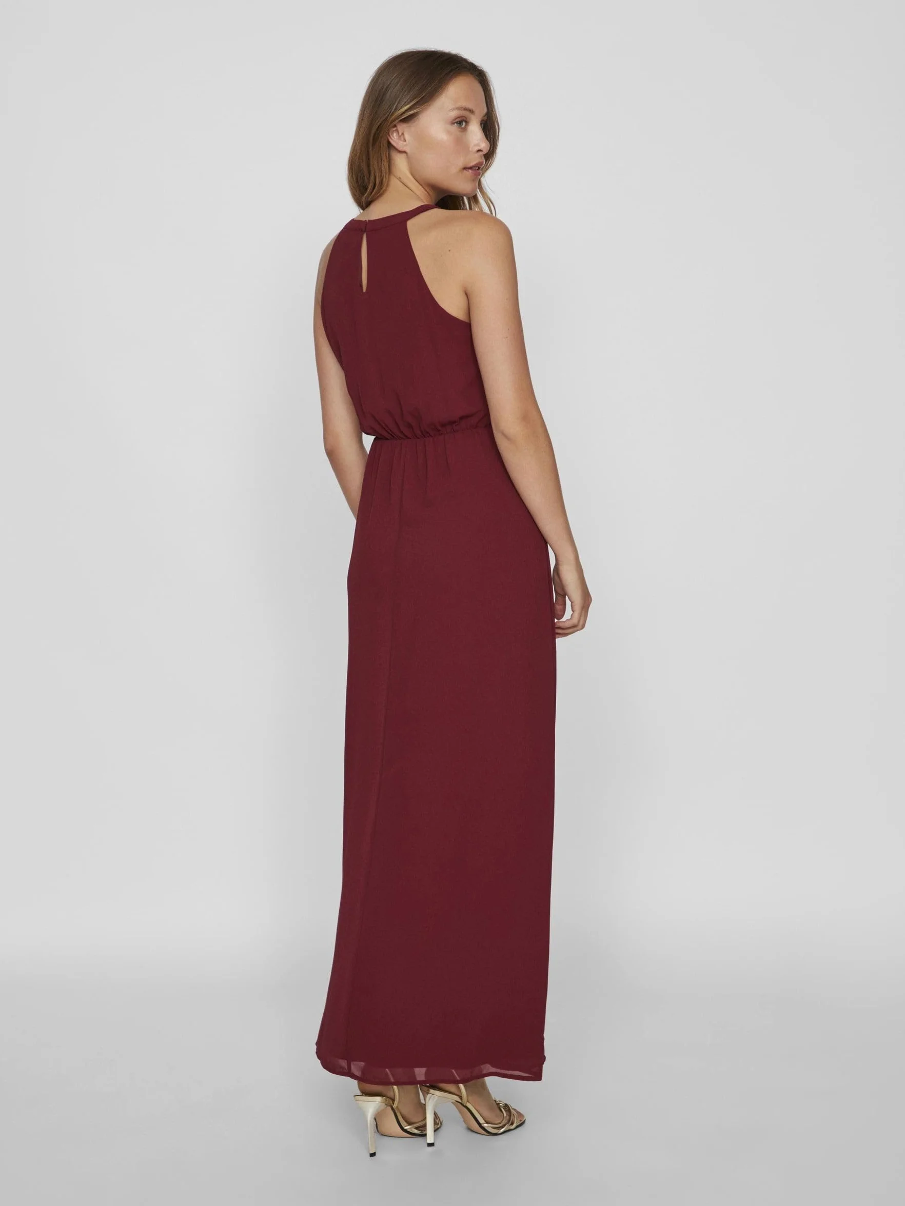Vila Damska sukienka wieczorowa Vimilina z kołnierzem Maxi Dress-Noos, Cabernet/Szczegóły: elastyczny, 40