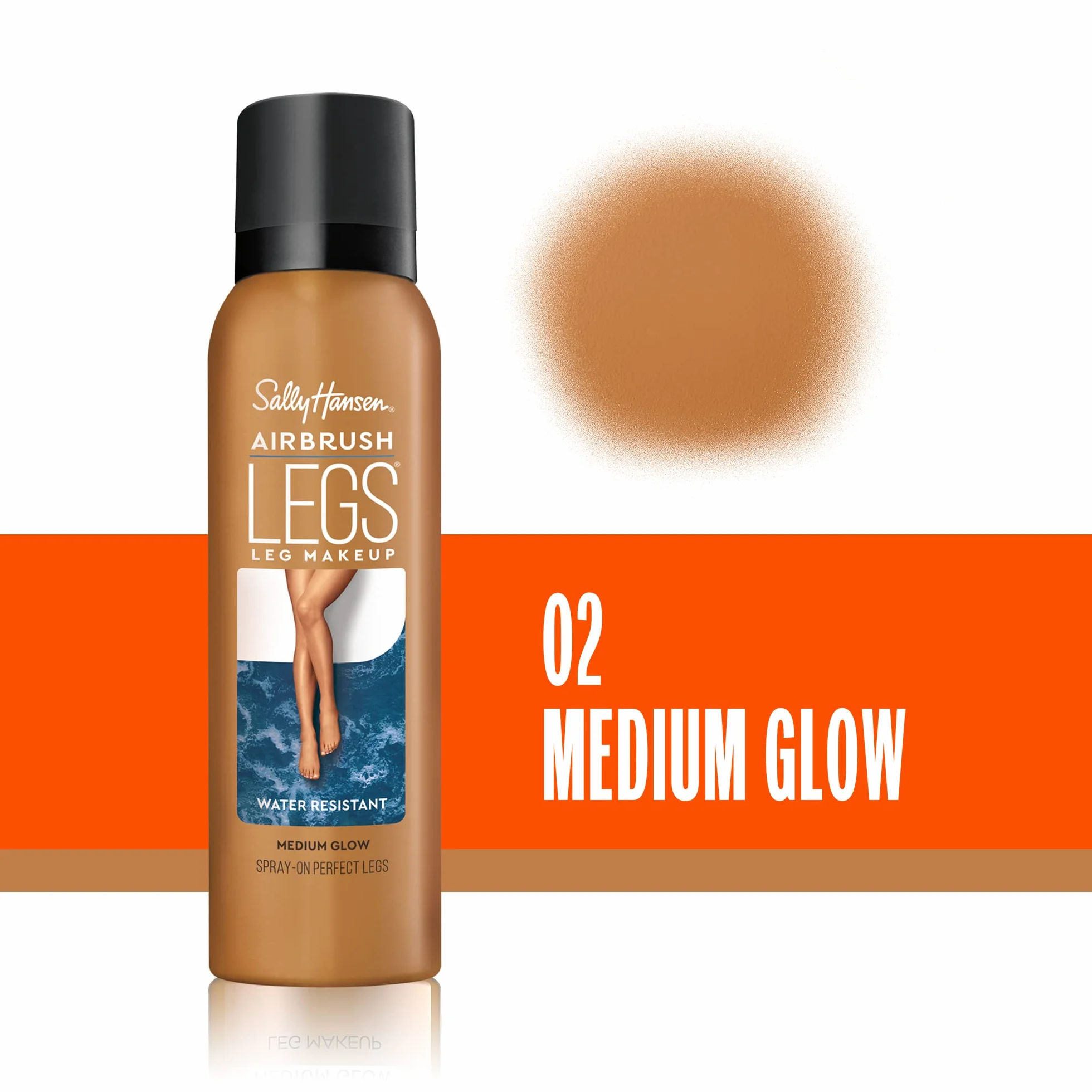 Sally Hansen AirbruSally Hansen Legs wodoodporne rajstopy w sprayu maskujące niedoskonałości, formuła wzbogacona o algi czerwone, nr 2 – Medium Glow