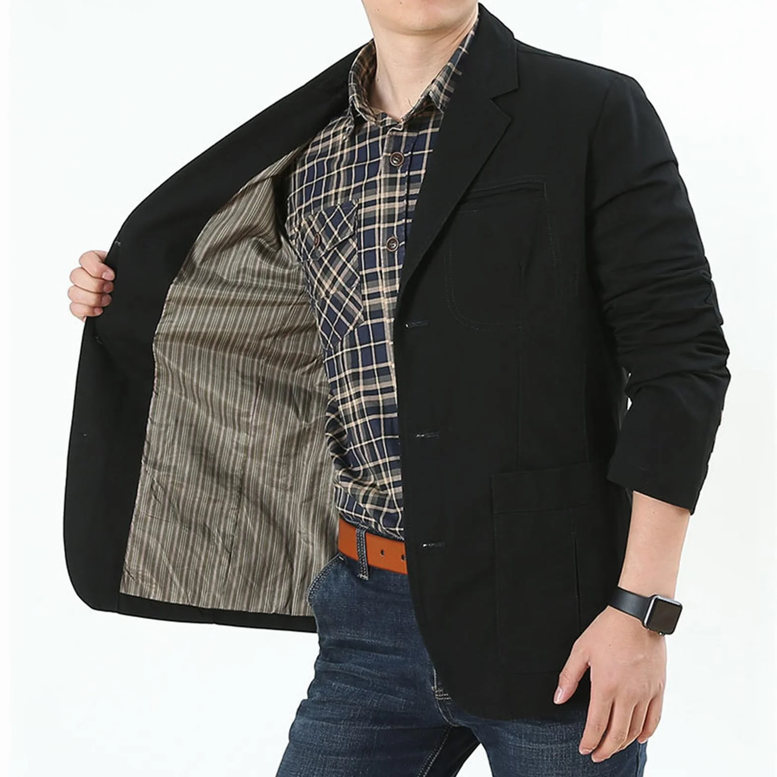 Generisch Męska marynarka slim fit, elegancka marynarka na lato, lekka marynarka, męska na wiosnę, stylowa kurtka garniturowa, biznesowa, na wesele, imprezę