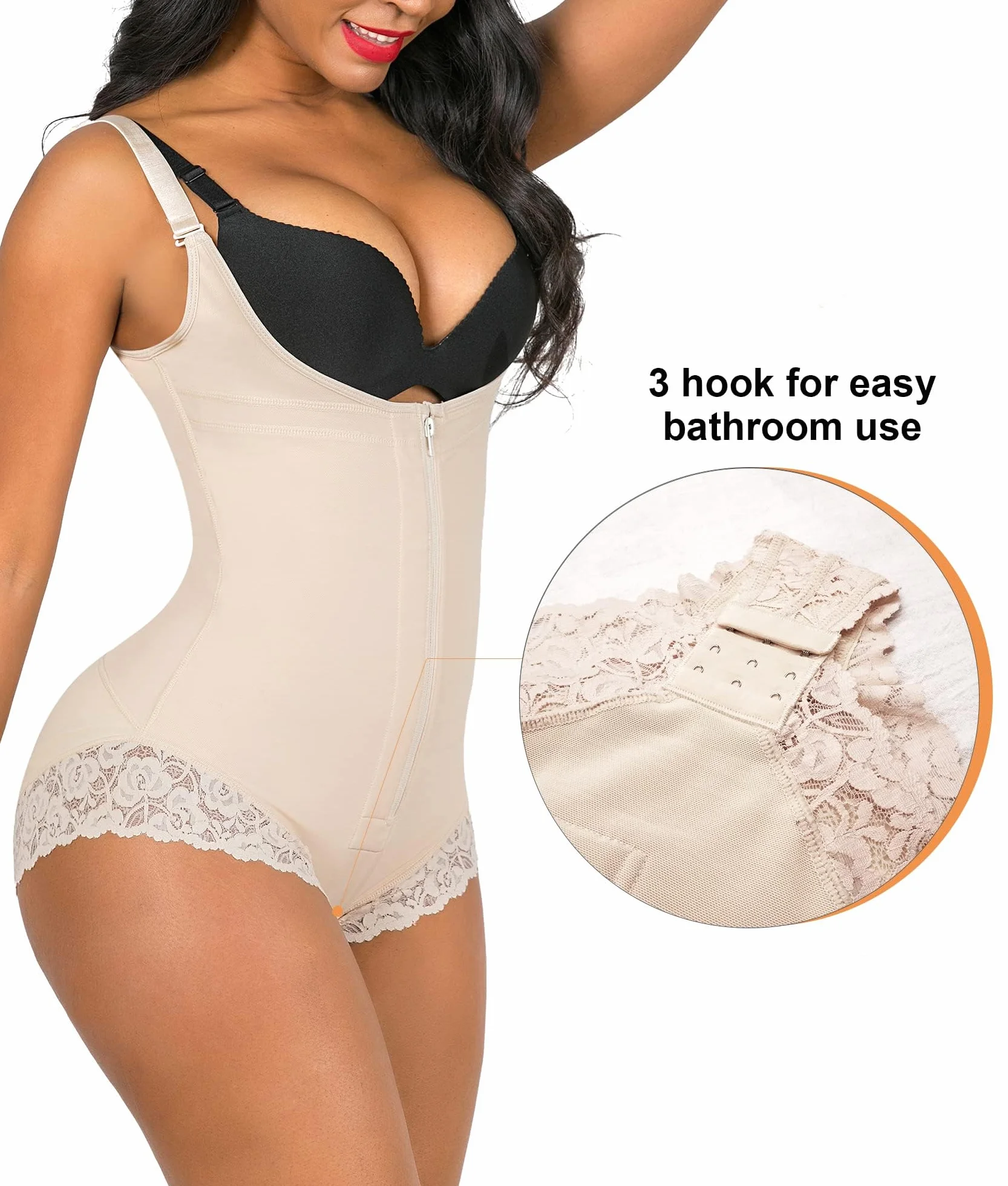 SHAPERX Damski kombinezon modelujący figurę Fajas Body Shaper brzuch wyszczuplający sylwetkę
