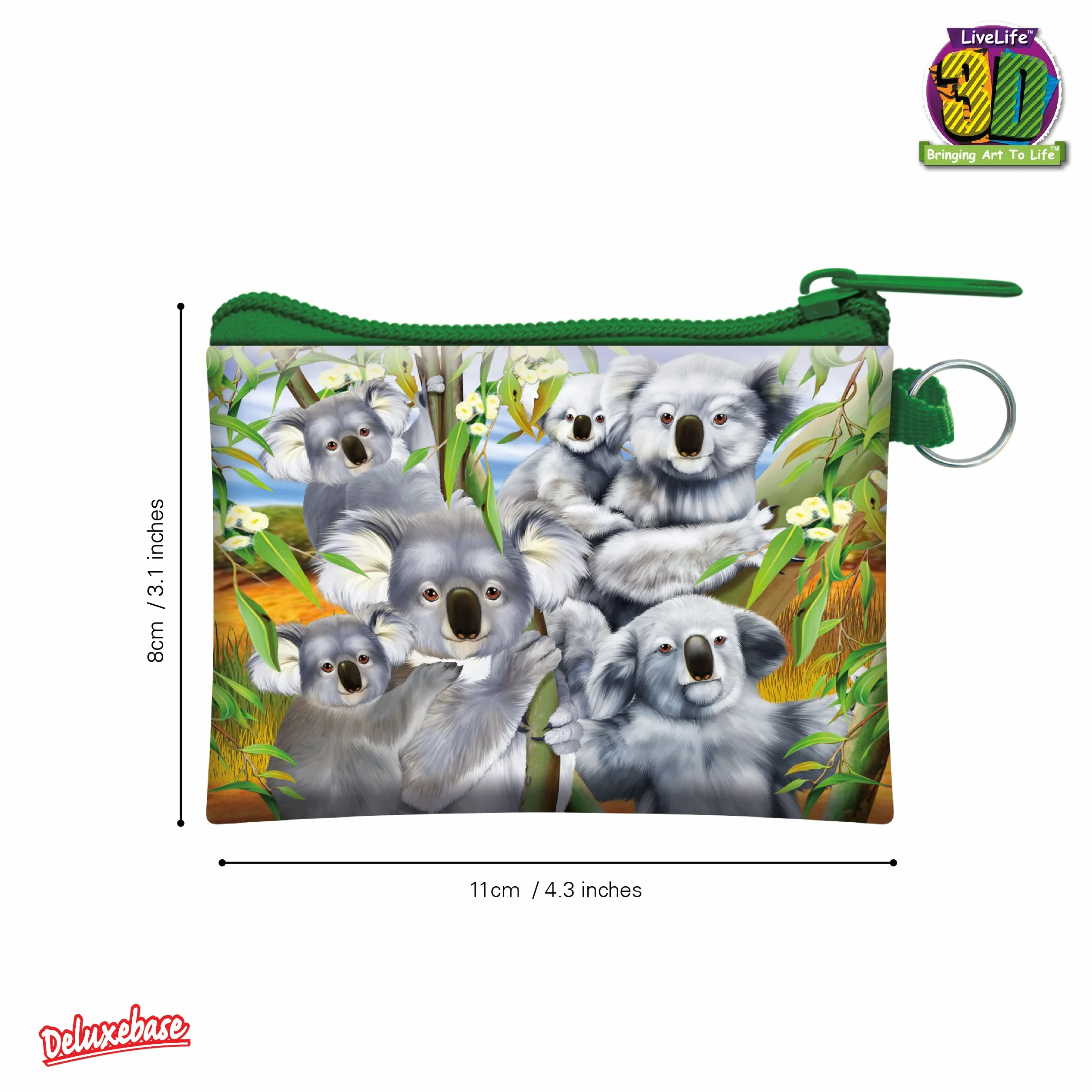 3D LiveLife Coin Purse - Koala Cuddle od Deluxebase. Portmonetka soczewkowa 3D koalą na gotówkę i kartę. Bezpieczne zamykanie na suwak. Licencjonowana grafika. Renomowany artysta, Michael Searle
