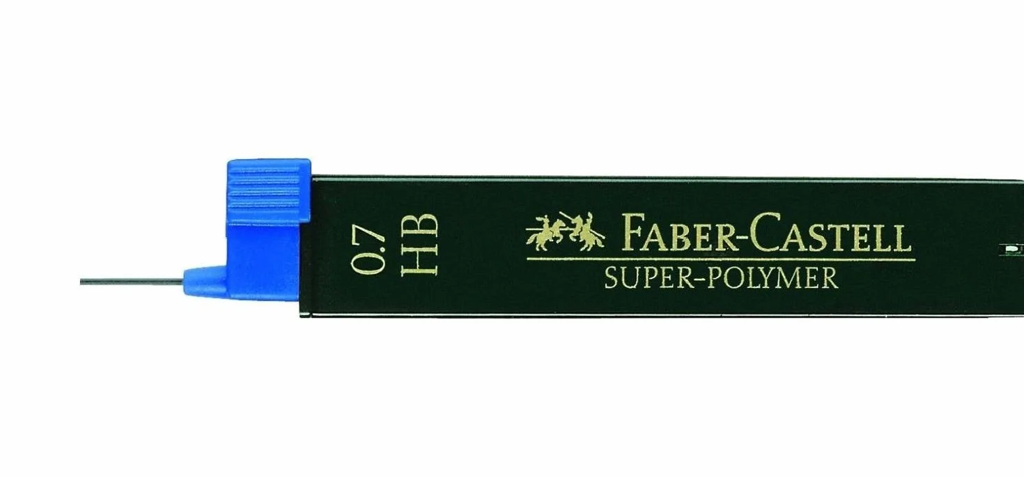 Faber-Castell 120700 - drobny wkład Super Polymer, 0,7 mm, stopień twardości HB, 12 sztuk