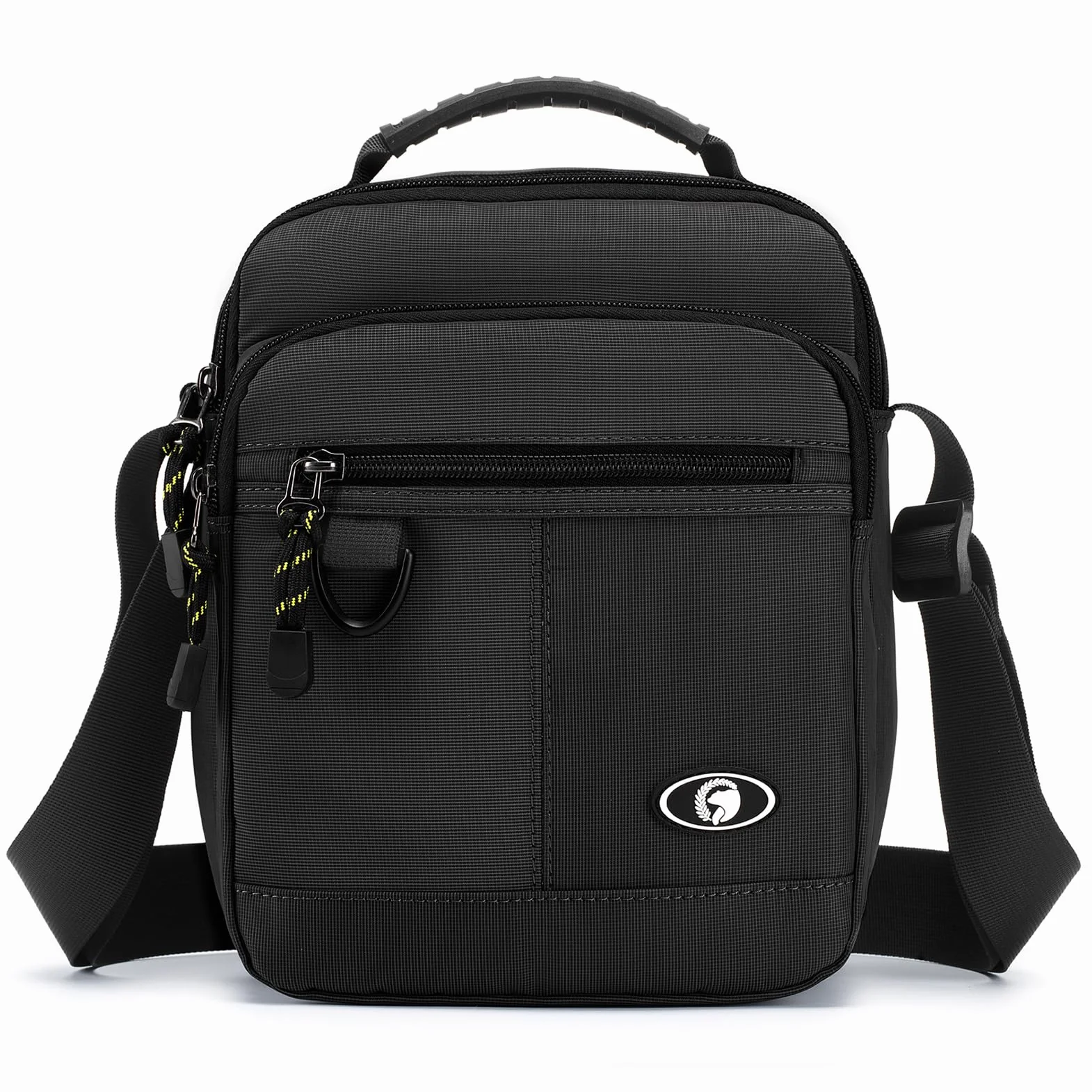 BAGZY Męska Nylon Wodoodporna Torba na Ramię dla 9,7-Calowy IPAD, Saszetka Krocząca, Etui do Telefon, Męska Torba Codzienna z Regulowanym Paskiem na Ramię do Biura/Studiów/Podróży