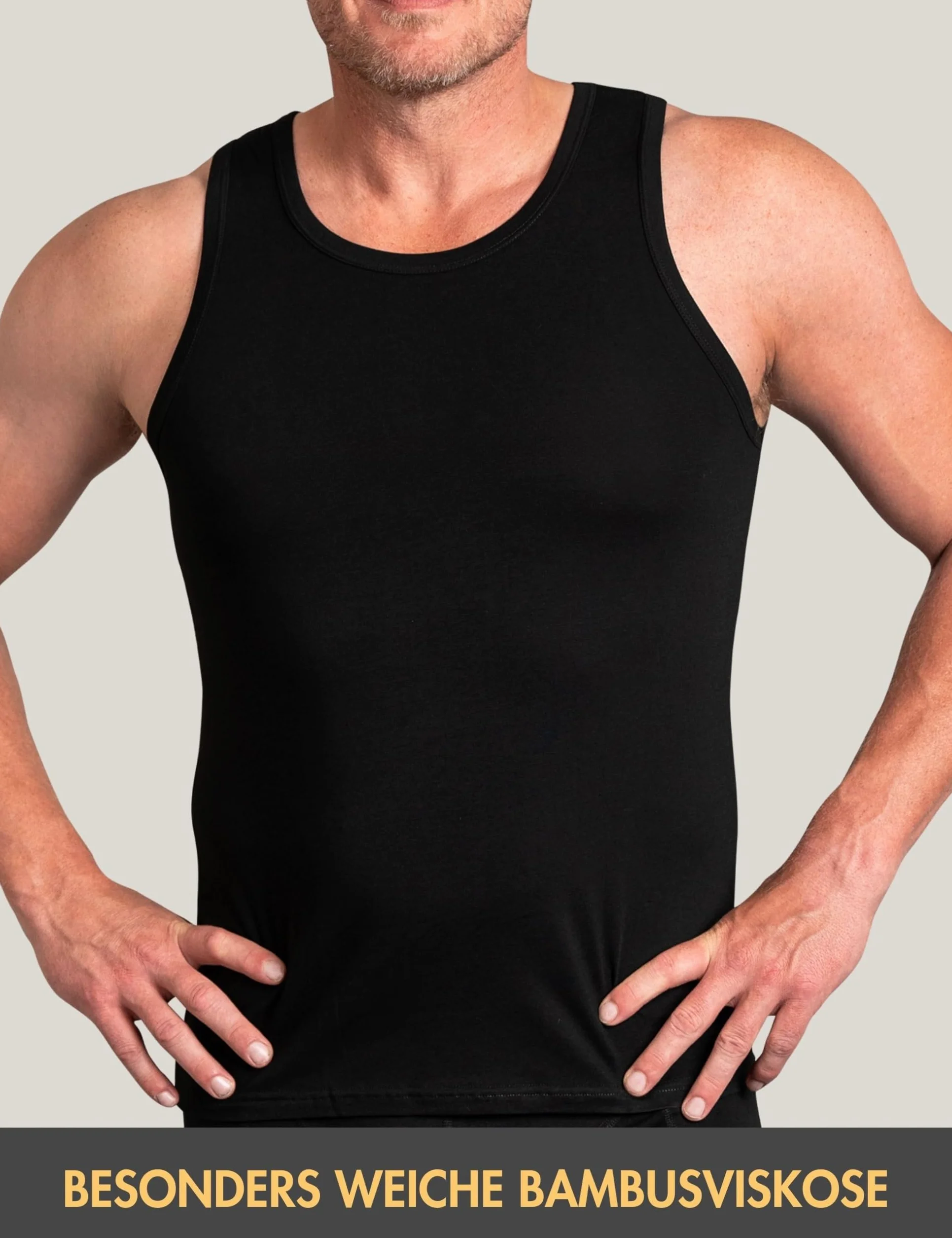 Basic Treasure 2-pak podkoszulek męski, tank top męski, bardzo miękki bambus bawełna, podkoszulki męskie czarne lub białe, czarny, L