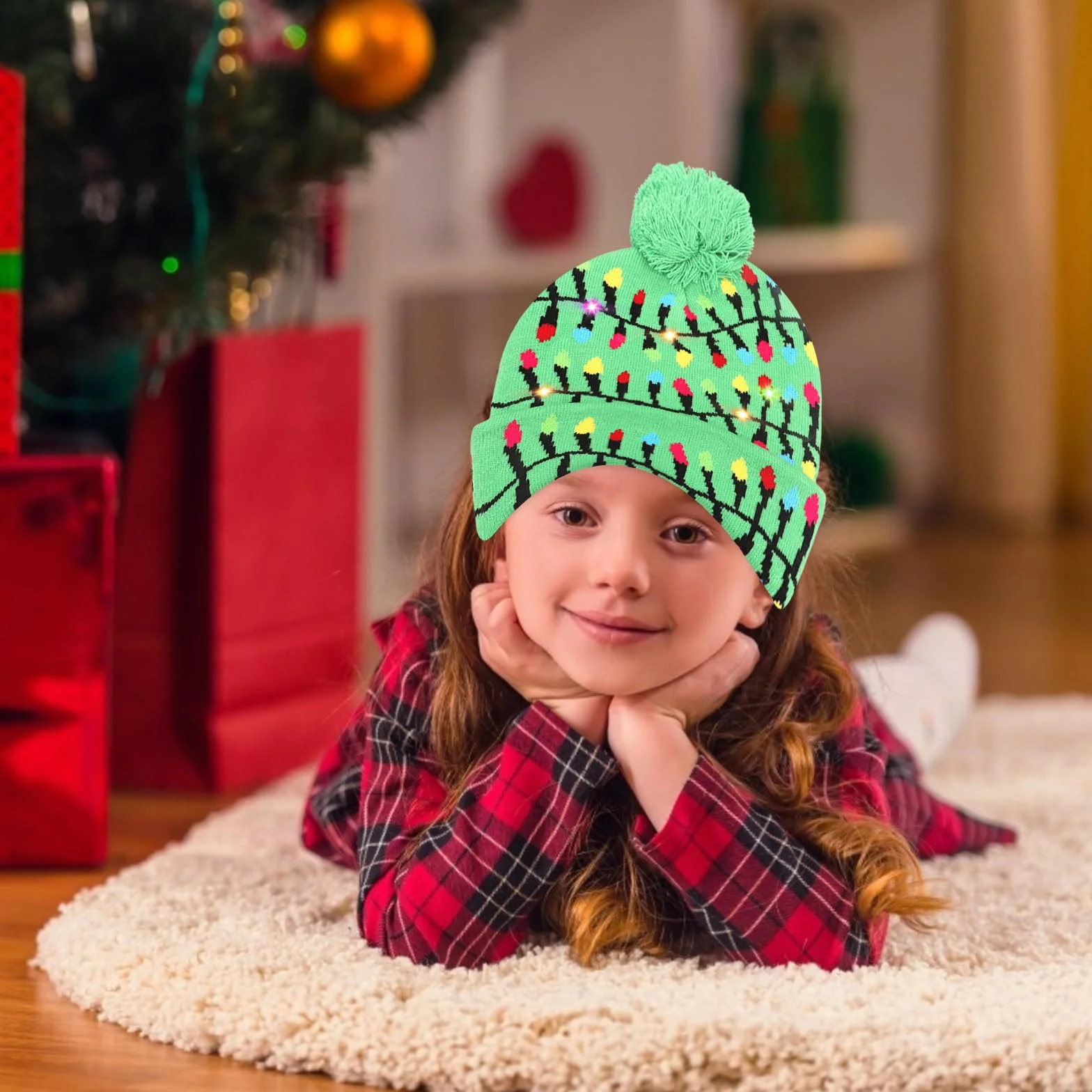 Colexy Świecąca czapka bożonarodzeniowa LED, czapka zimowa z dzianiny czapka beanie kolorowa ciepła czapka beanie kapelusz bożonarodzeniowy LED dla mężczyzn kobiet na Boże Narodzenie, bal, imprezy