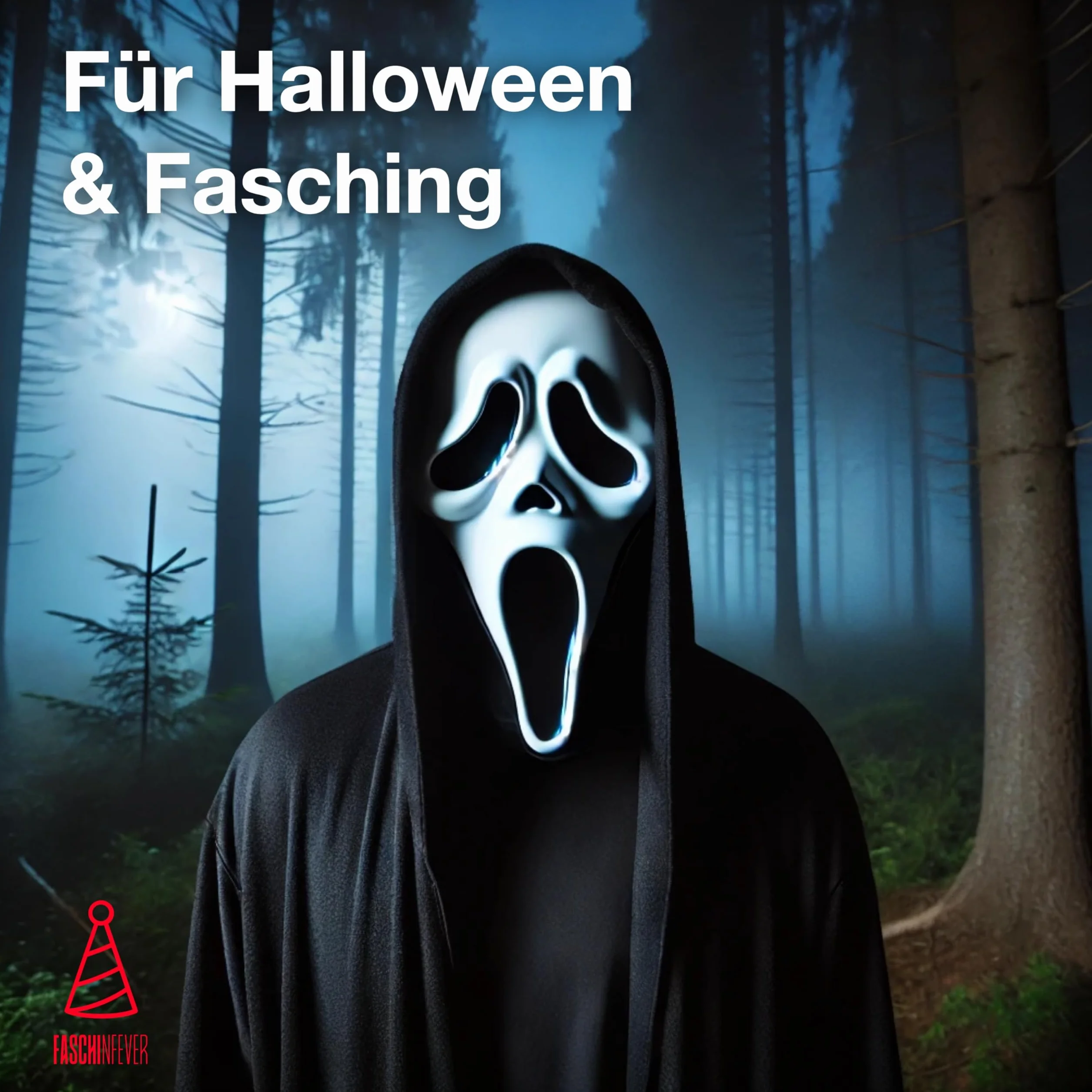 FASCHINFEVER Maska Ghost - maska na krzyk - Ghostface horror przebranie na Halloween i karnawał, dla mężczyzn i kobiet