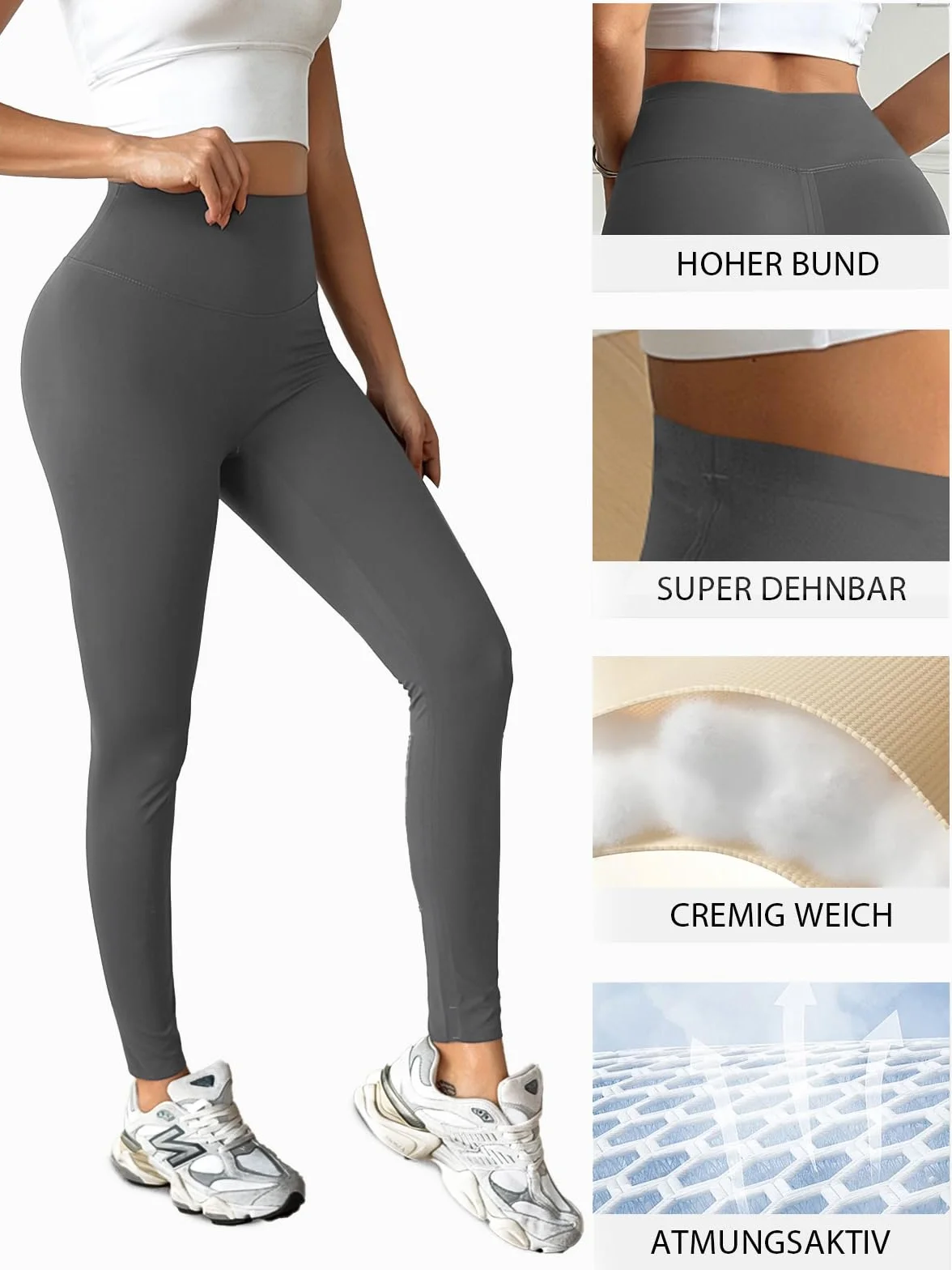 Fisoew Damskie legginsy z wysokim stanem, nieprzezroczyste, elastyczne spodnie sportowe do uprawiania sportu, jogi, gimnastyki