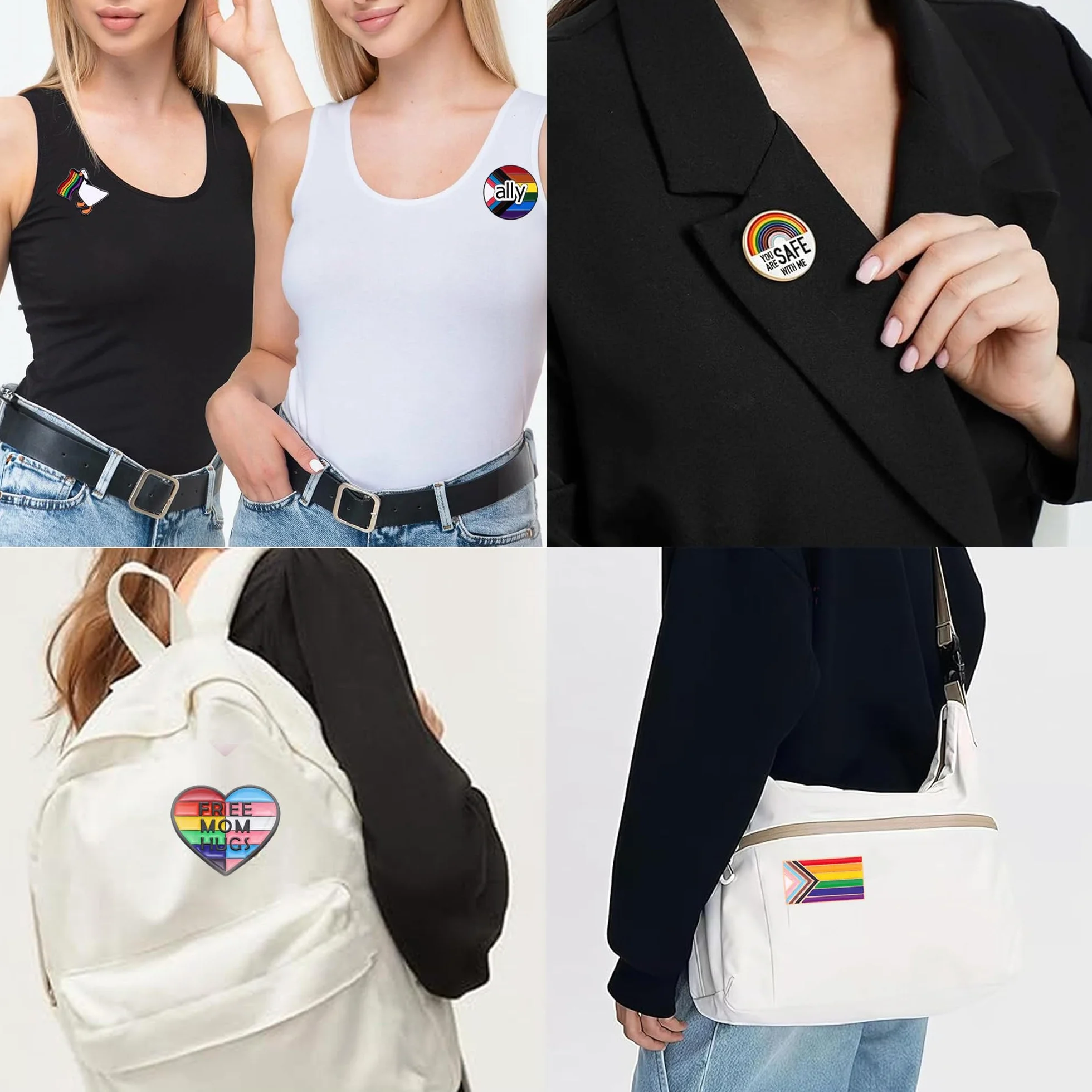 6-częściowy zestaw przypinek LGBTQ Pride, odznaka postępu duma sojusznik, przycisk flagi, tęczowa emaliowana broszka, tęczowa przypinka LGBTQ akcesoria, geje, lesbijki, do dekoracji