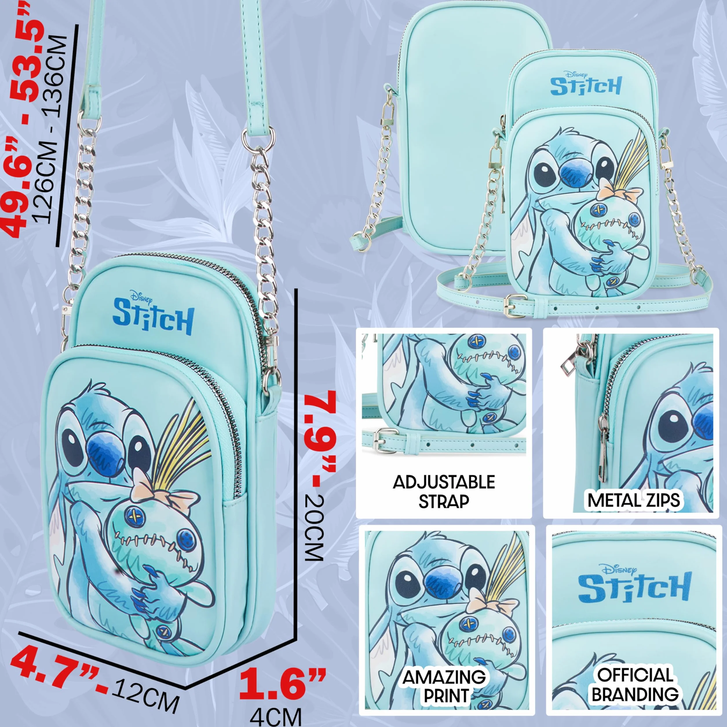 Get Trend Disney Stitch Torebka na ramię na telefon dla dziewcząt, nastolatki, mała torebka na ramię, niezbędne akcesoria podróżne, prezenty dla dziewcząt