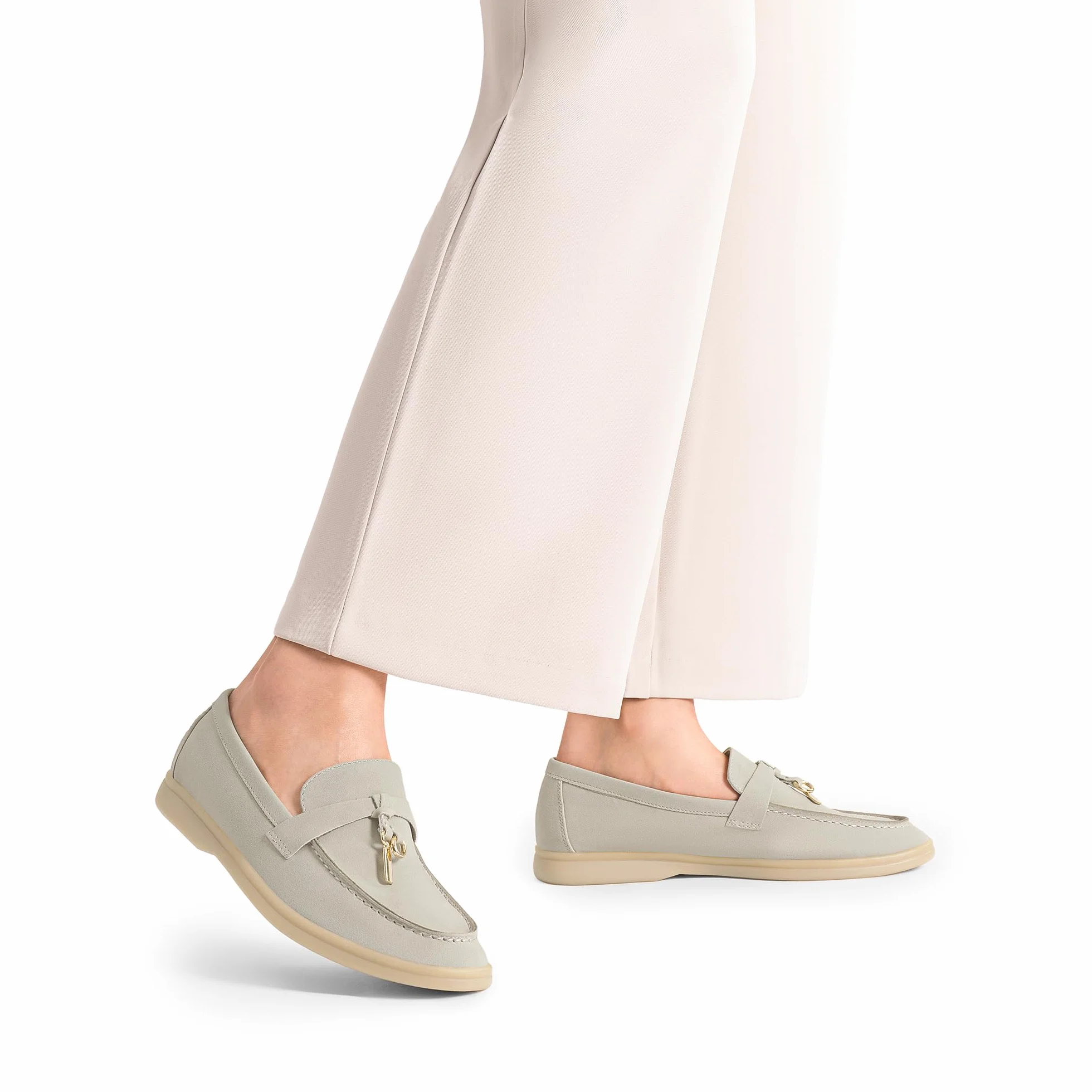 DREAM PAIRS Damskie wsuwane modne mokasyny do sukienki Wokr, jasnoszary, 41 EU