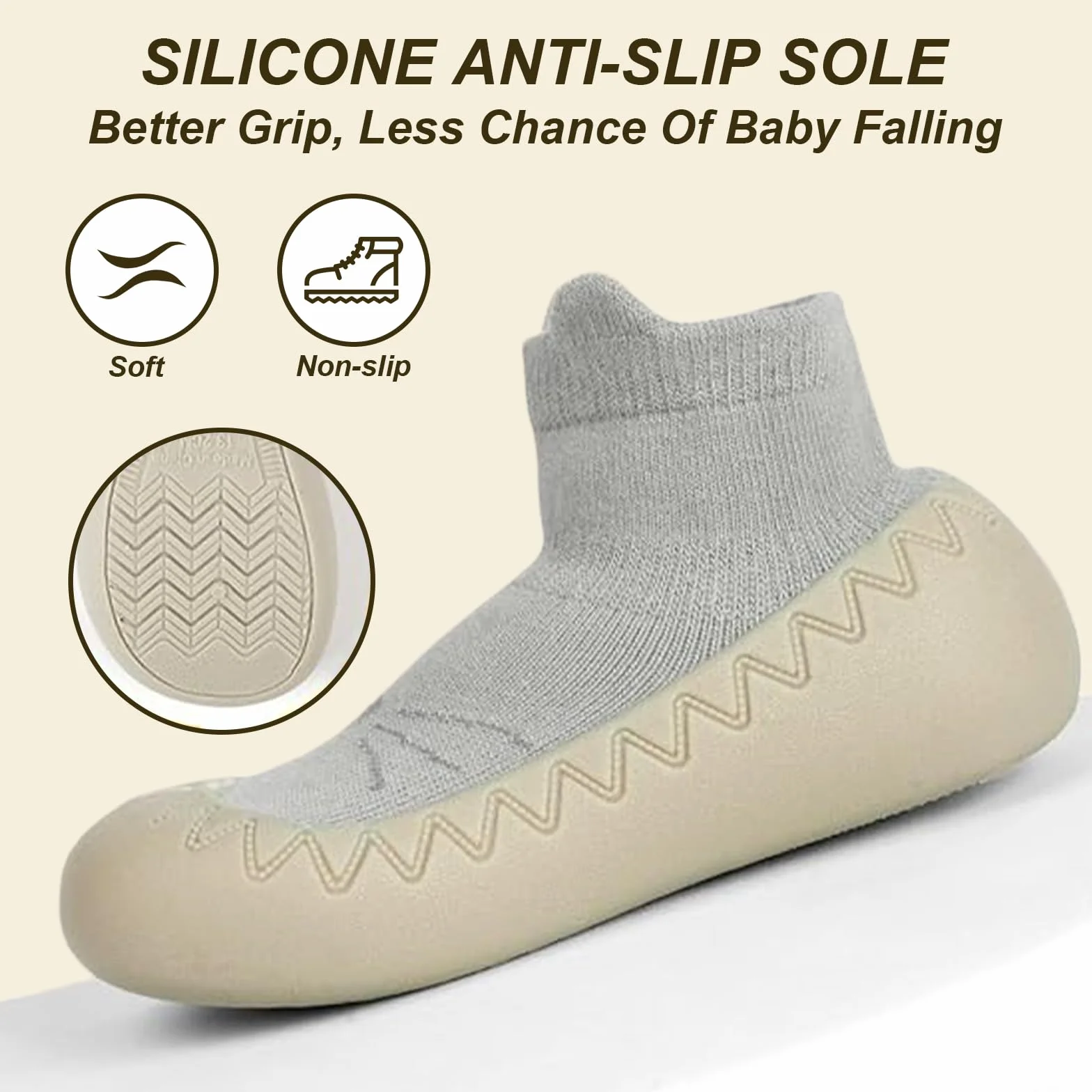 flintronic Buty do chodzenia dla niemowląt, oddychające, skarpety dla niemowląt, buty do pierwszego spaceru dla niemowląt, antypoślizgowe buty z miękką gumową podeszwą