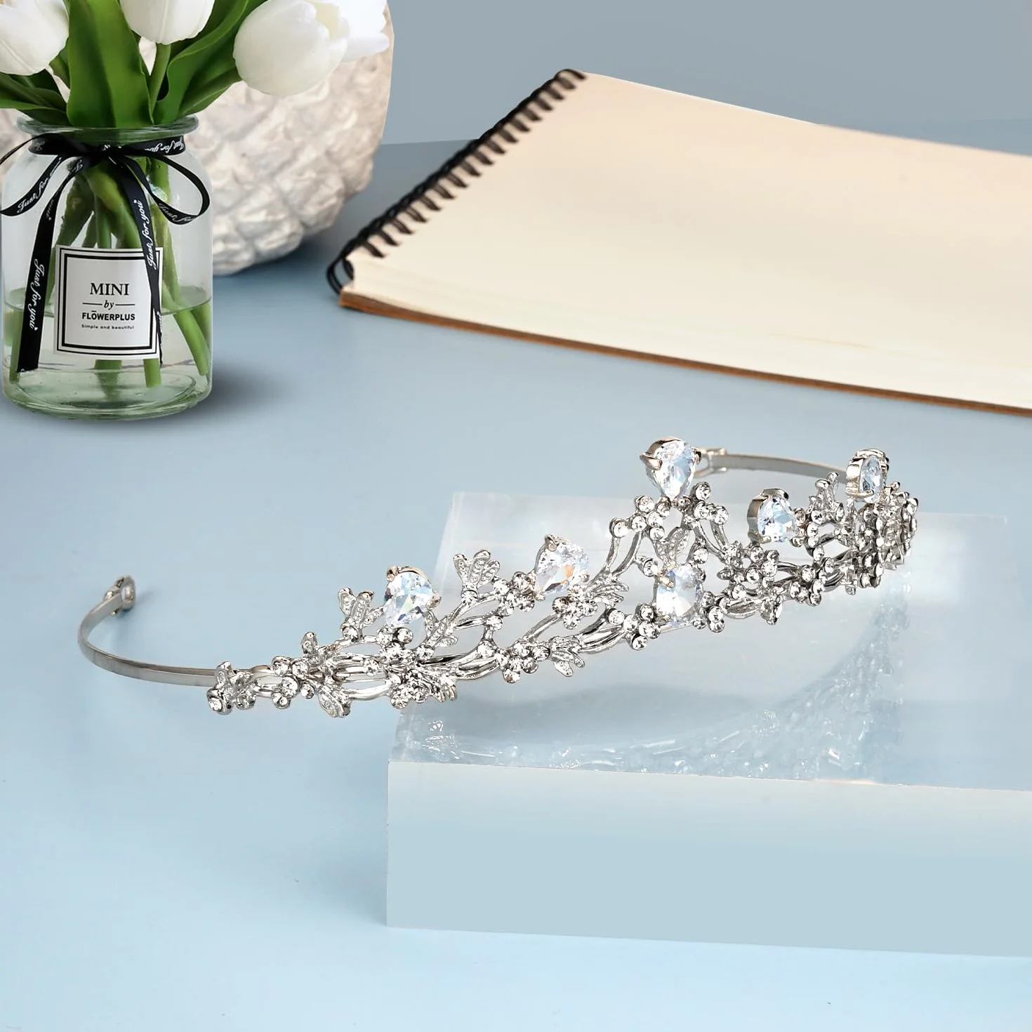 Ślubna tiara ślubna tiara, kryształowa korona tiara dziewczęca damska tiara, tiara ślubna królowa korona, kryształy księżniczka korona srebrna na urodziny, ślub, konkurs, bal maturalny