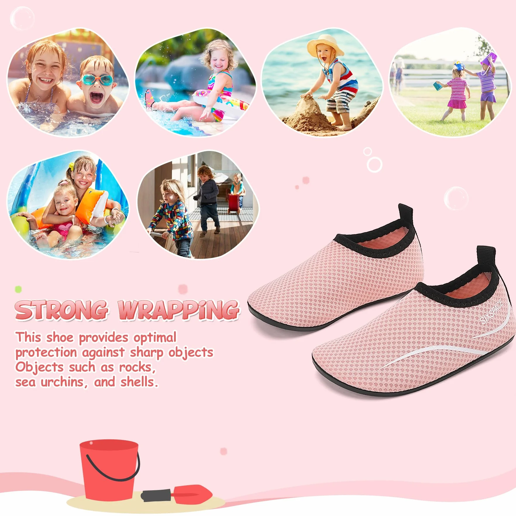 Sixspace Buty kąpielowe, dziecięce, szybkoschnące, do pływania, antypoślizgowe, lekkie buty plażowe, dla chłopców i dziewczynek, buty do surfowania, dla małych dzieci, na plażę, basen, rozm. 24-35