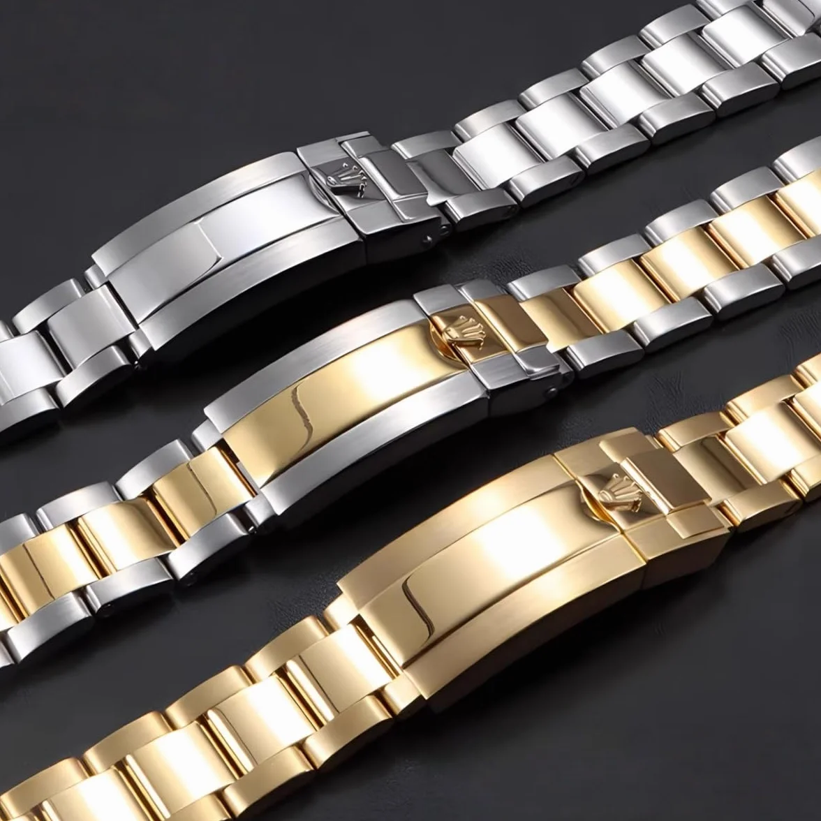 Bransoleta Metalowa Stal 904L Pasek Zegarka Klamra Ślizgowa Bransoletka Zamienna 20mm 21mm Szybka dla Rolex GMT-Master